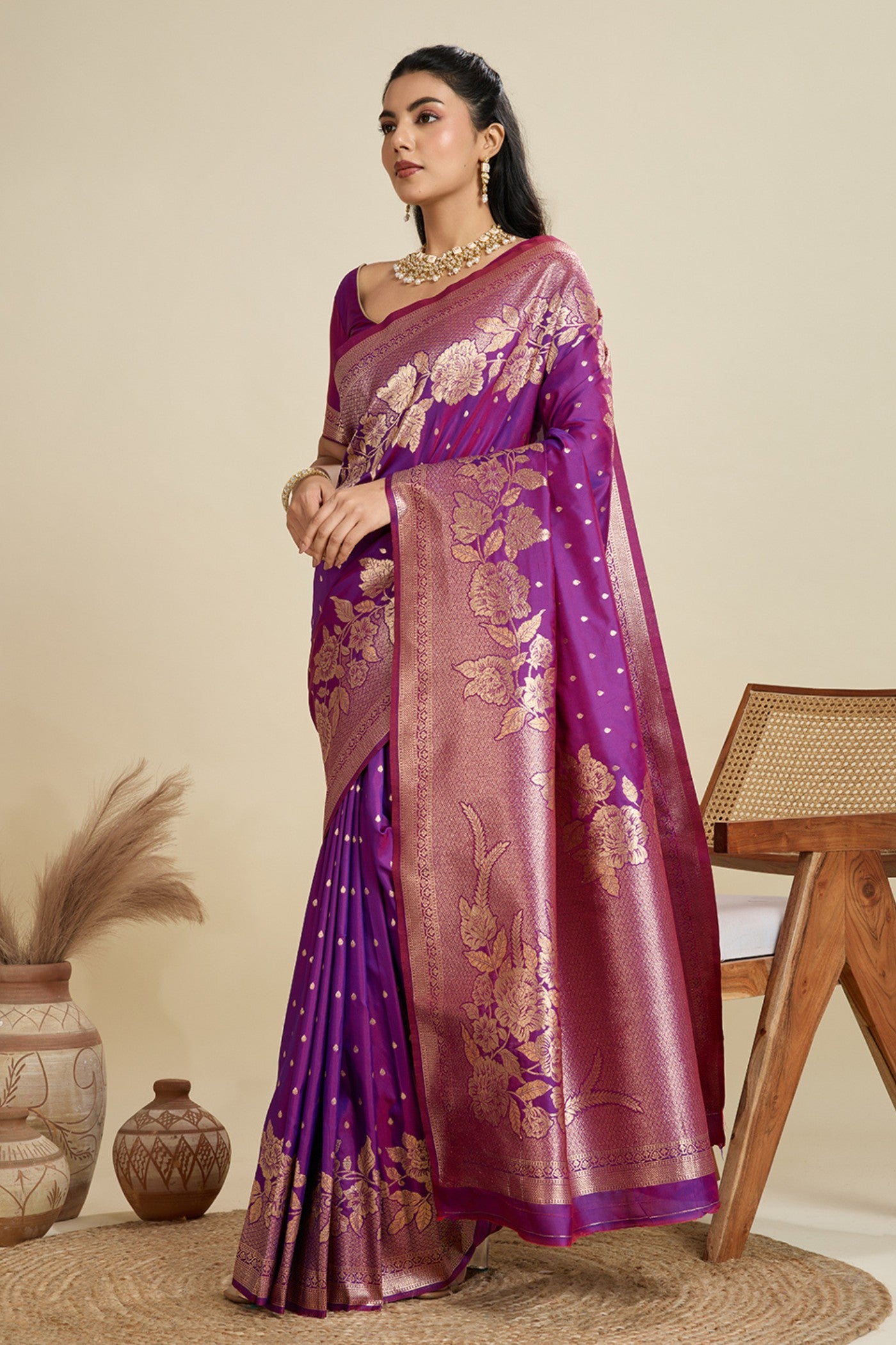 MySilkLove Dream Purple Zari Woven Soft Kanjivaram Saree