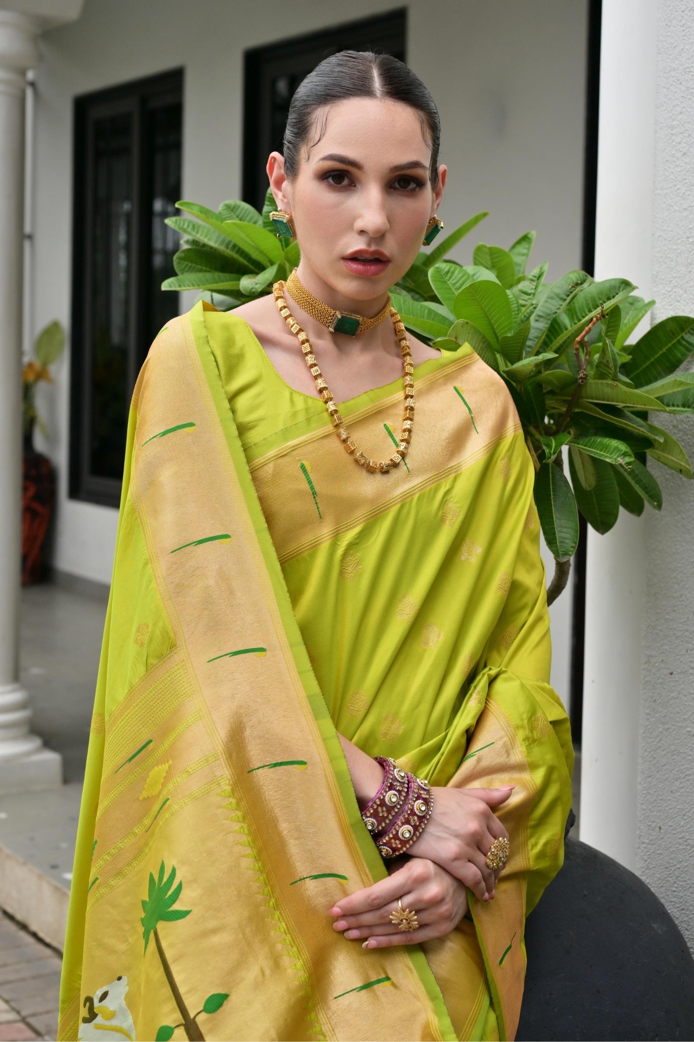 MySilkLove Cambridge Green Woven Paithani Saree