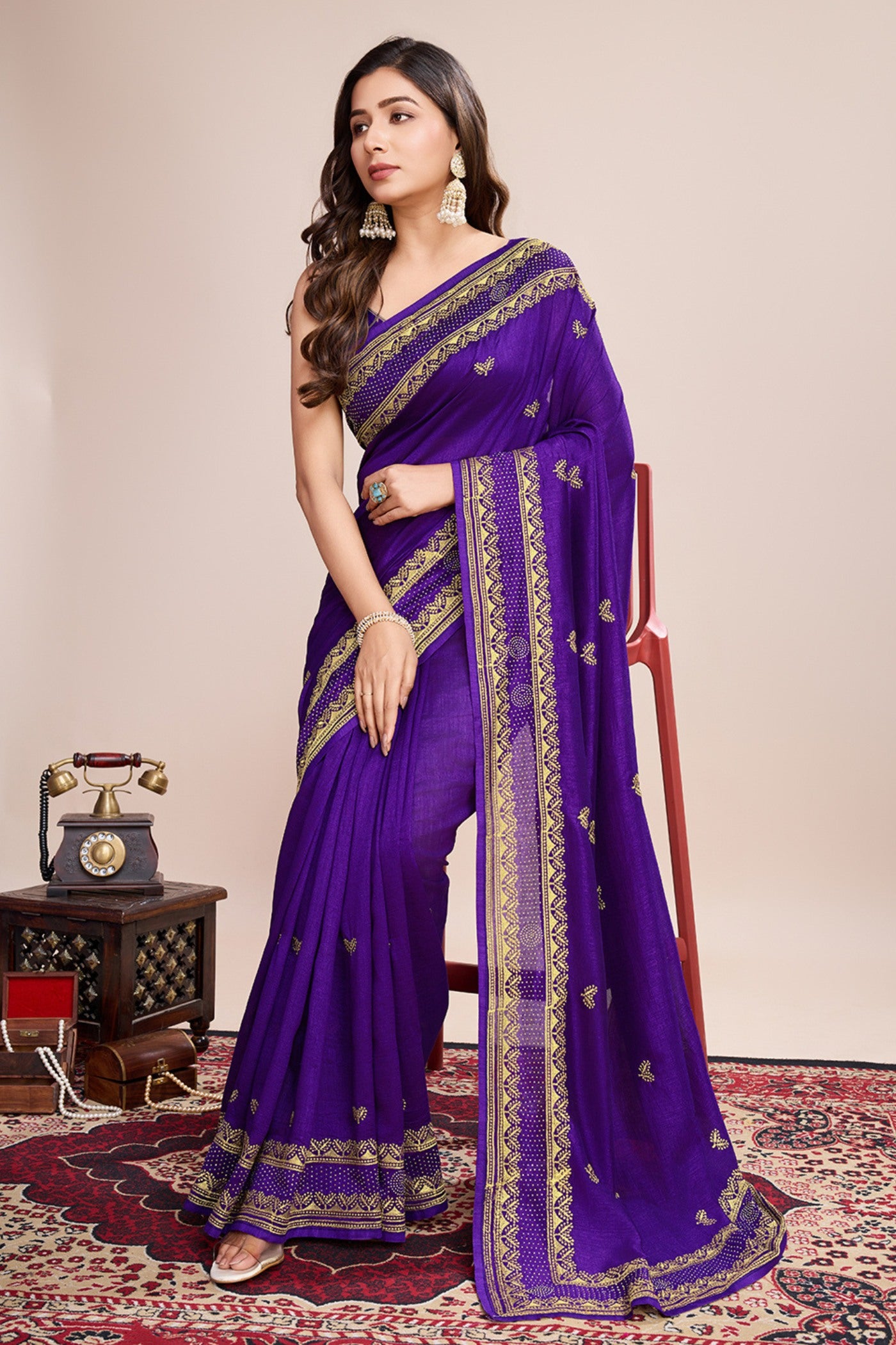 Buy MySilkLove Jamun Purple Designer Partywear Saree Online