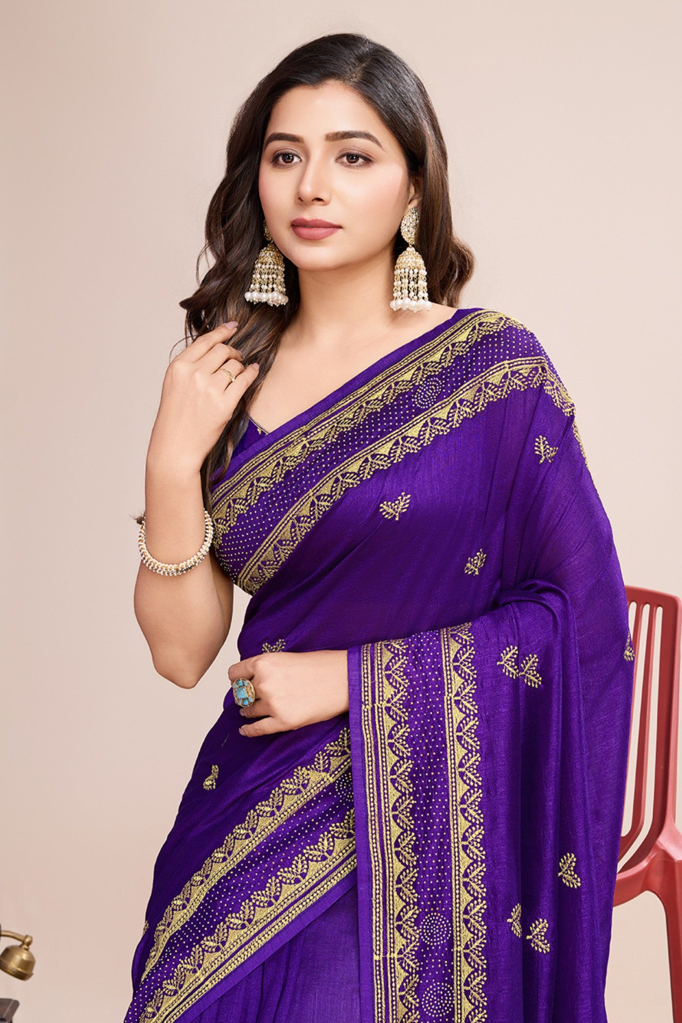 Buy MySilkLove Jamun Purple Designer Partywear Saree Online