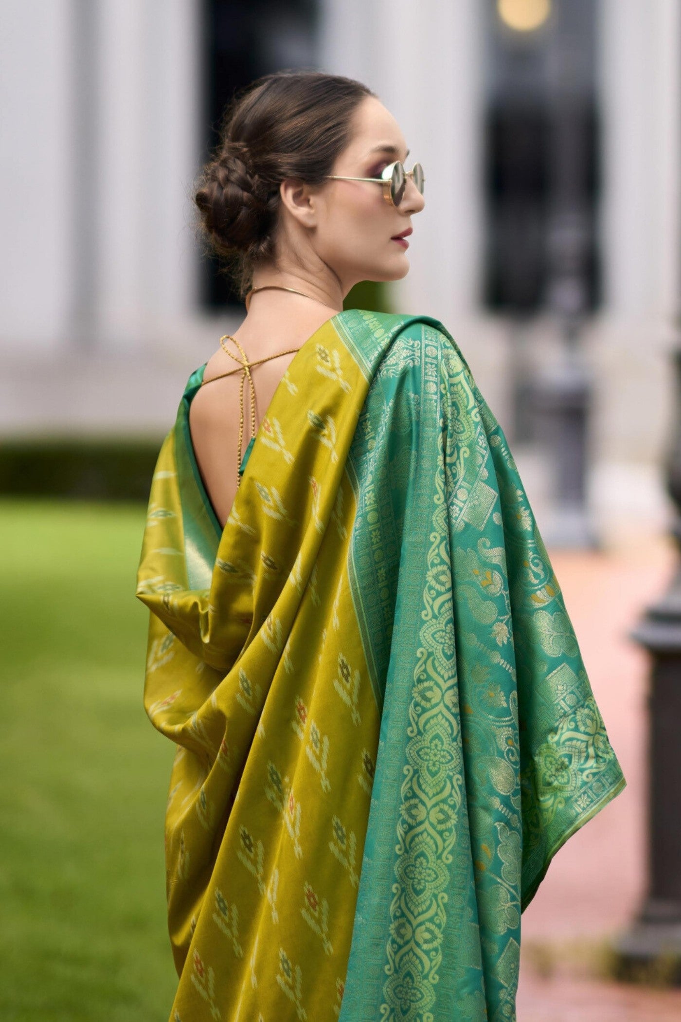 MySilkLove Alpine Green Woven Banarasi Soft Silk Saree