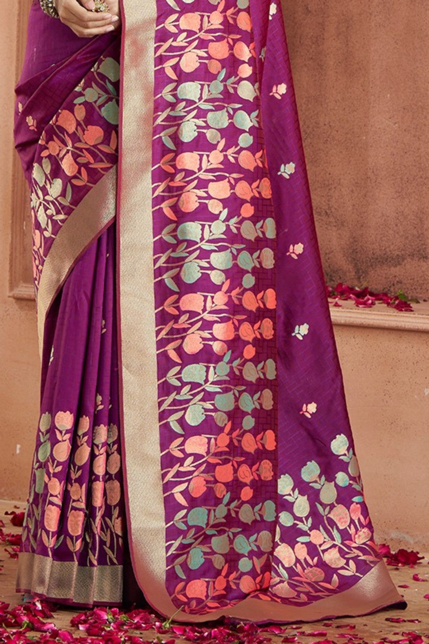 Buy MySilkLove Dark Jamun Purple Woven Banarasi Saree Online