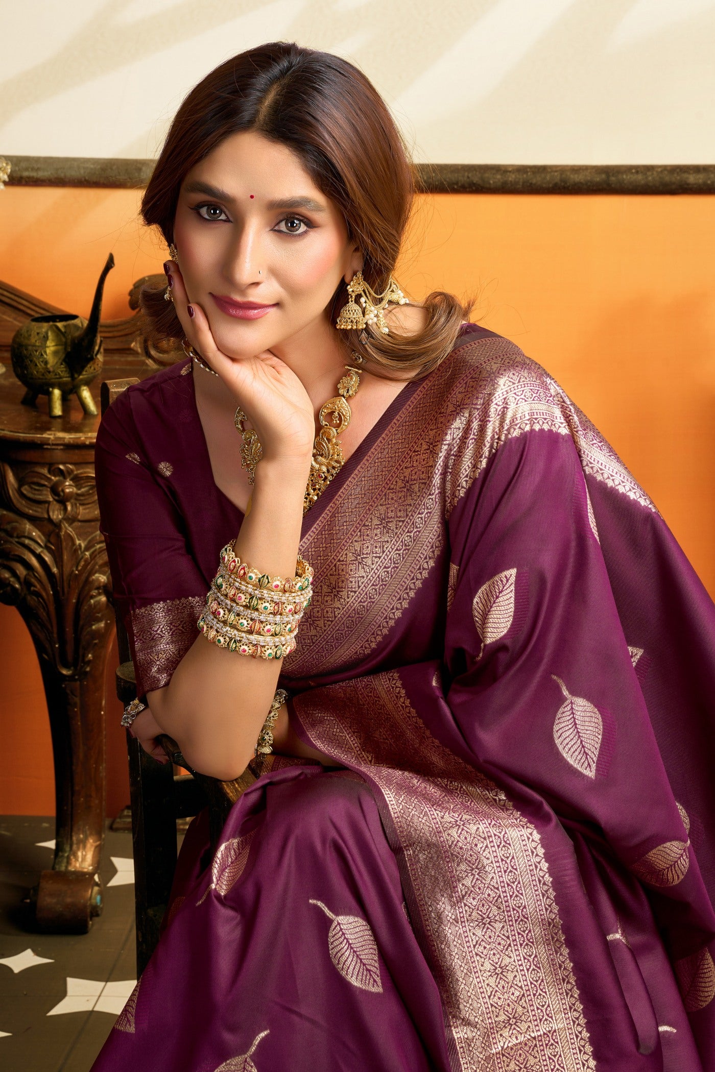 Buy MySilkLove Heliotrope Purple Woven Banarasi Saree Online