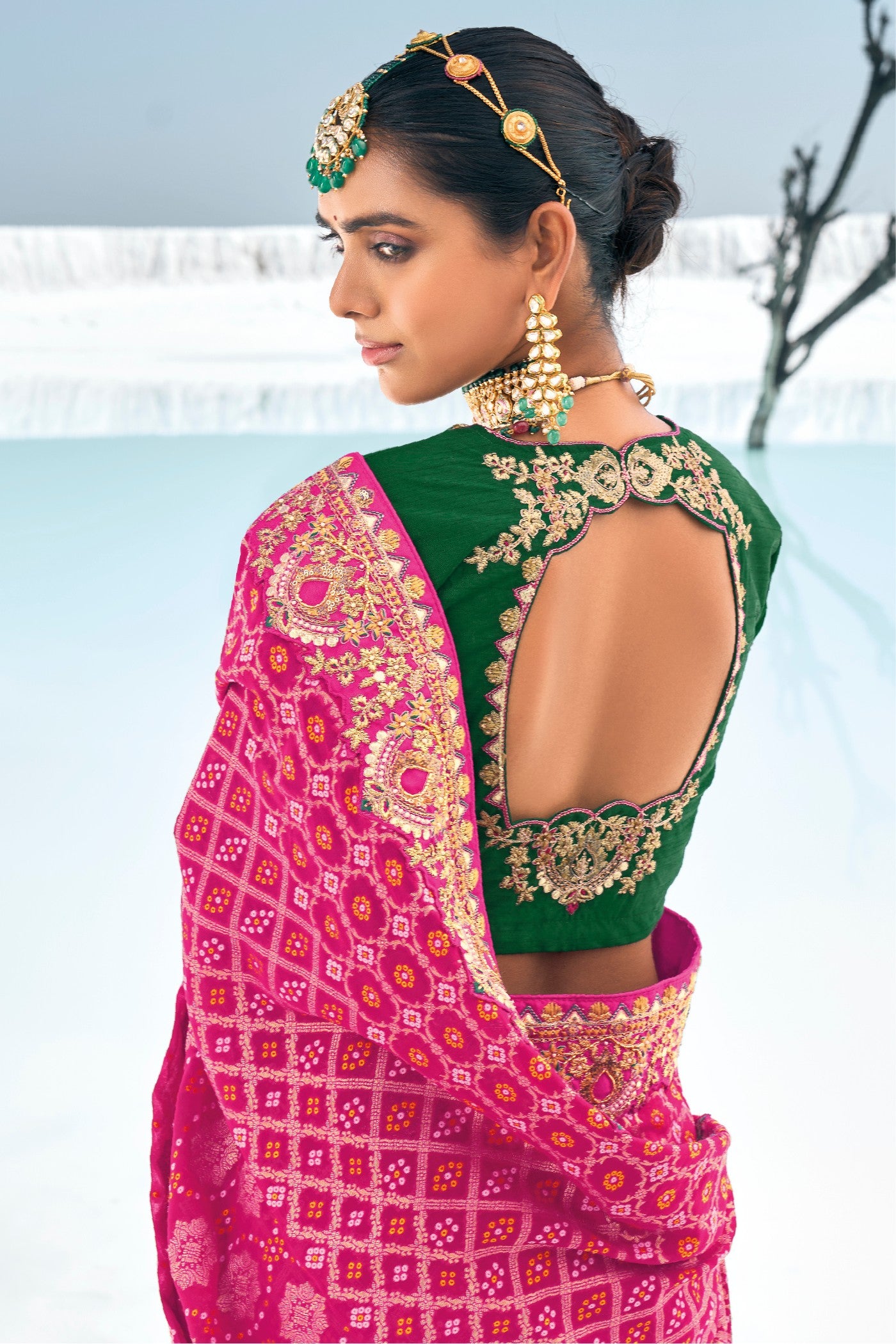 Buy MySilkLove Foxglove Pink Georgette Patola Saree Online