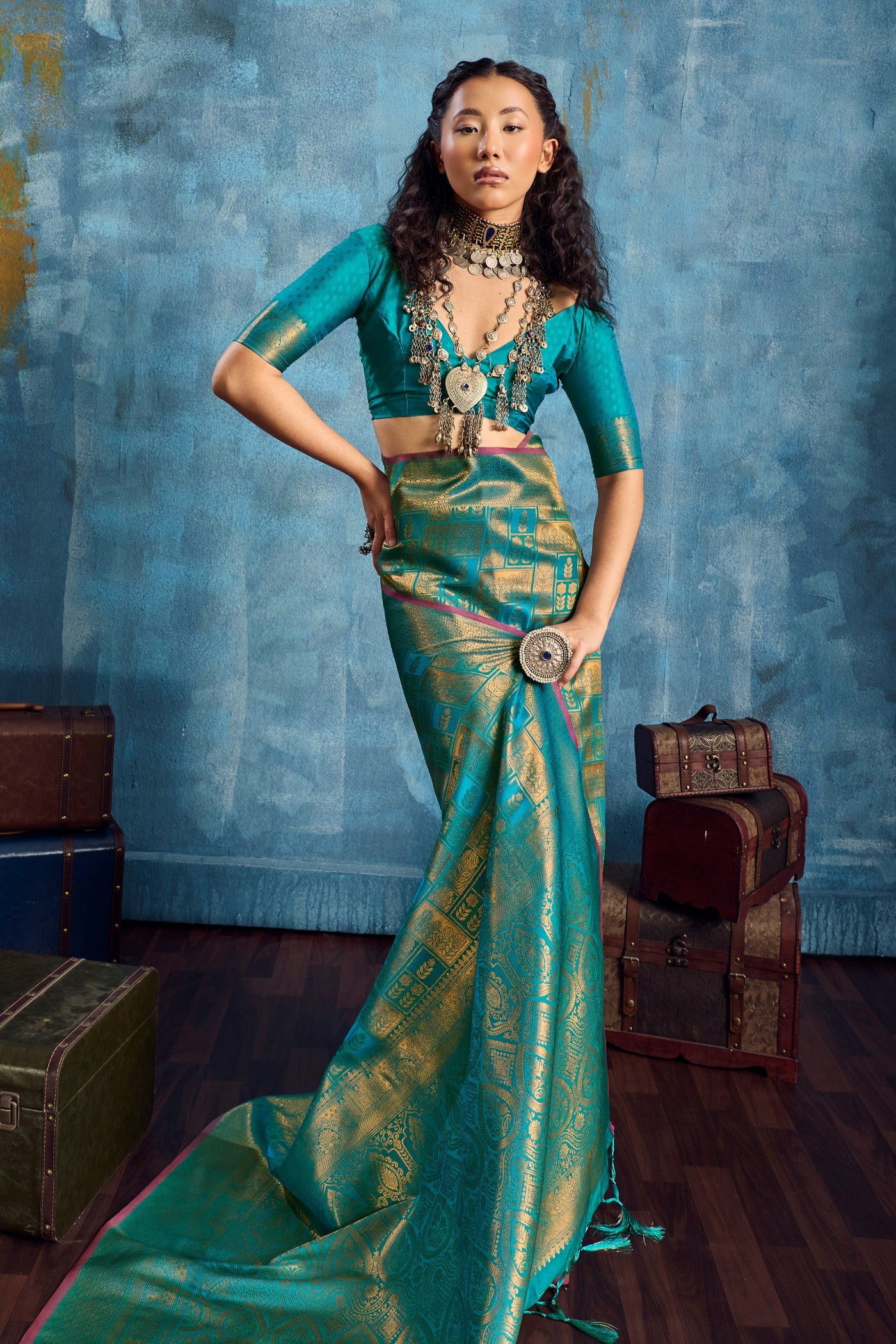 Buy MySilkLove Jungle Green Kanjivaram Handloom Saree Online