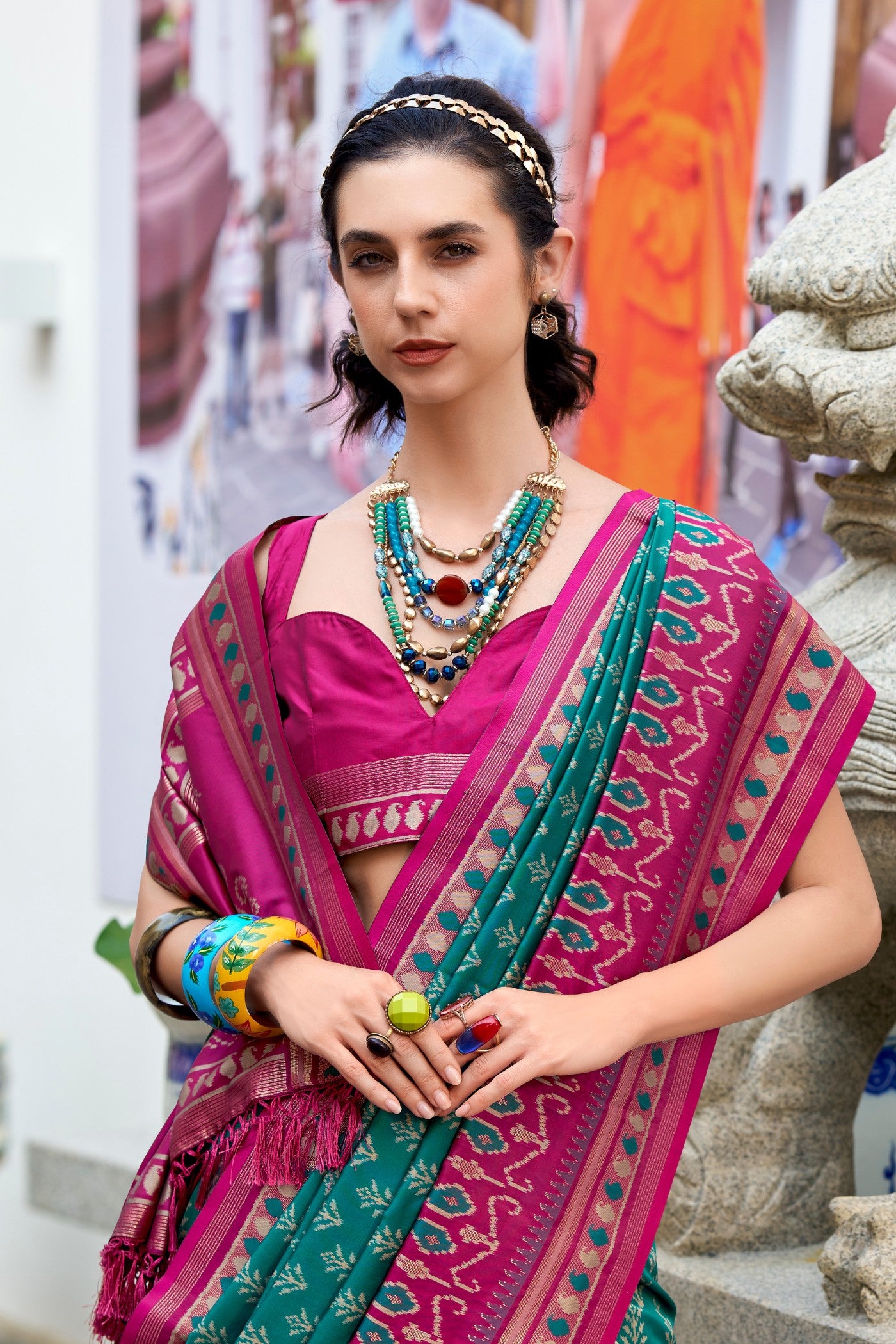 Buy MySilkLove Elm Green Woven Banarasi Saree Online