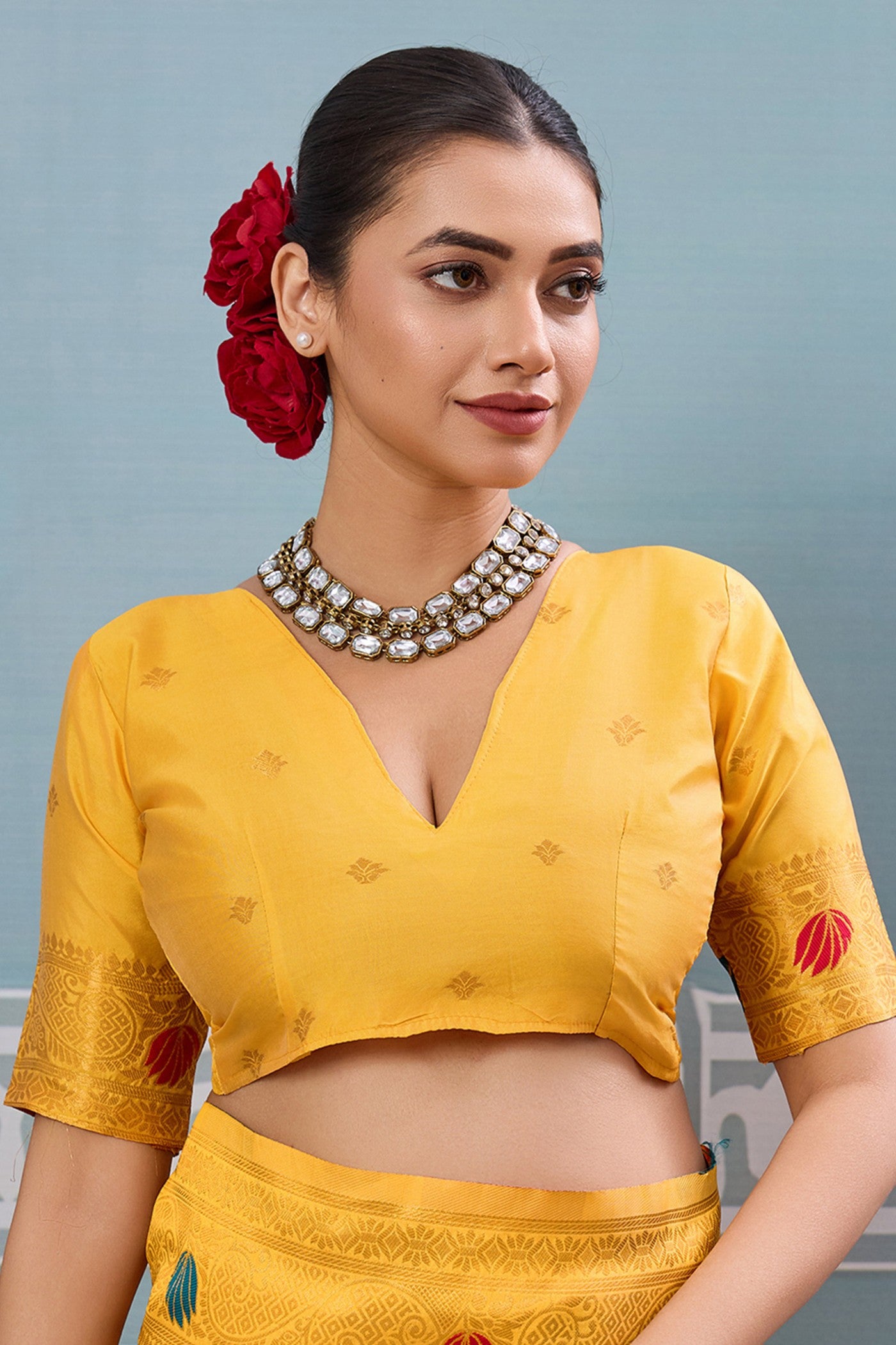 MySilkLove Cadmium Yellow Woven Banarasi Saree