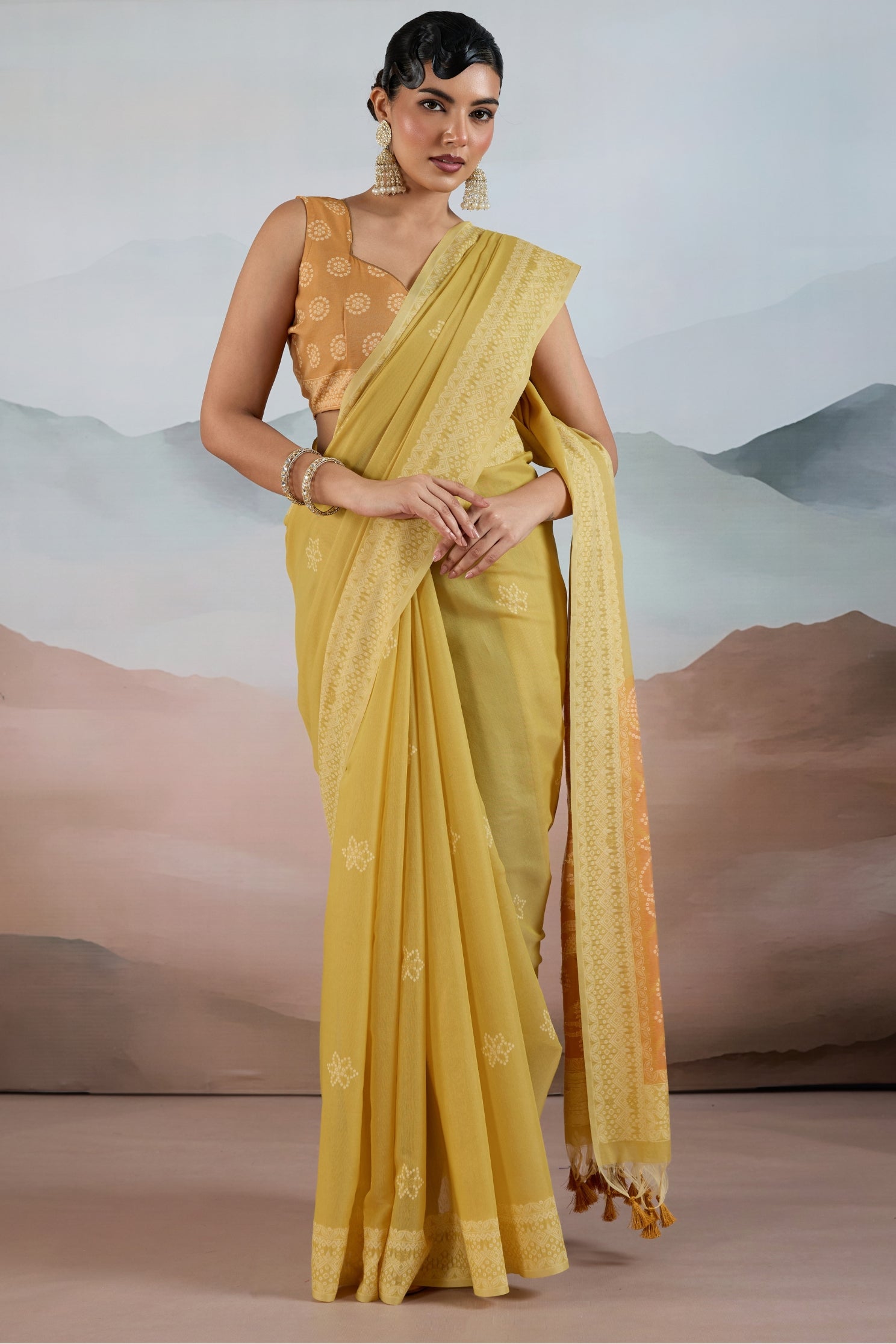 Buy MySilkLove Flax Yellow Handloom Cotton Saree Online