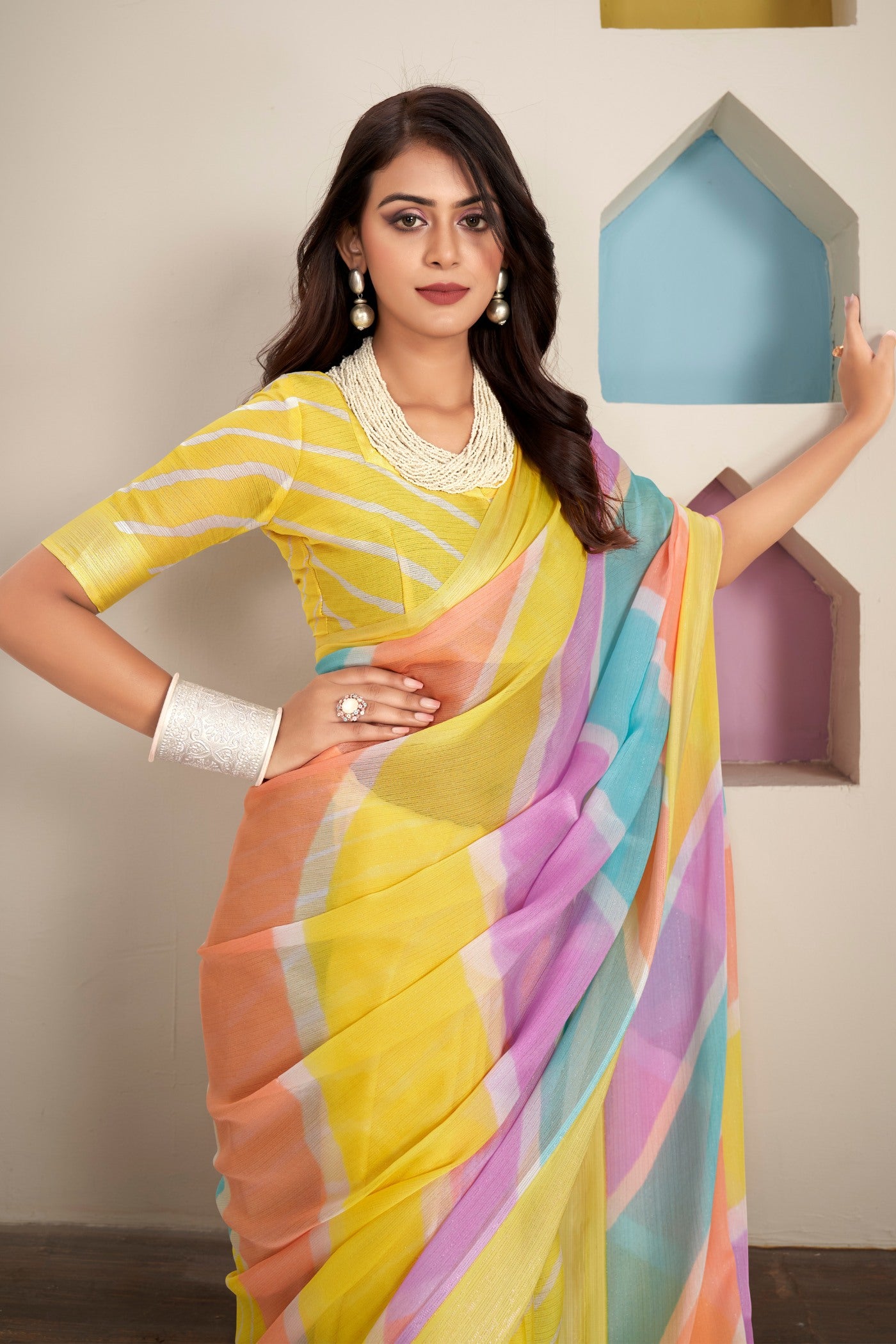 Buy MySilkLove Sun Flower Yellow Printed Satin Silk Saree Online