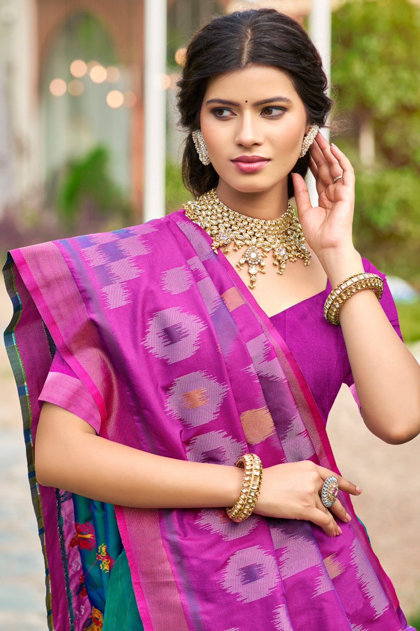 MySilkLove Sea Blue Ikkat Soft Silk Saree