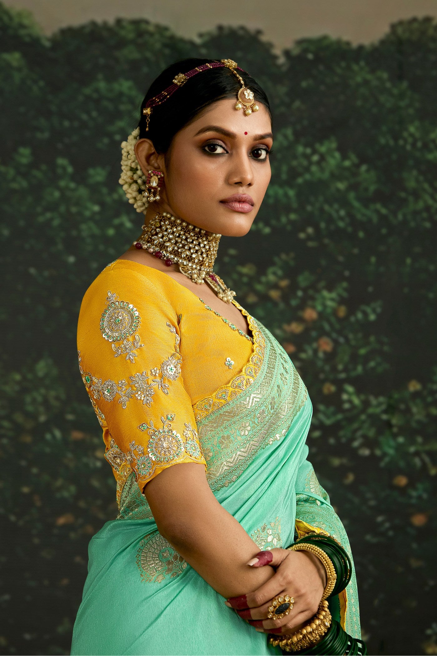 Buy MySilkLove Spring Green Designer Banarasi Saree Online