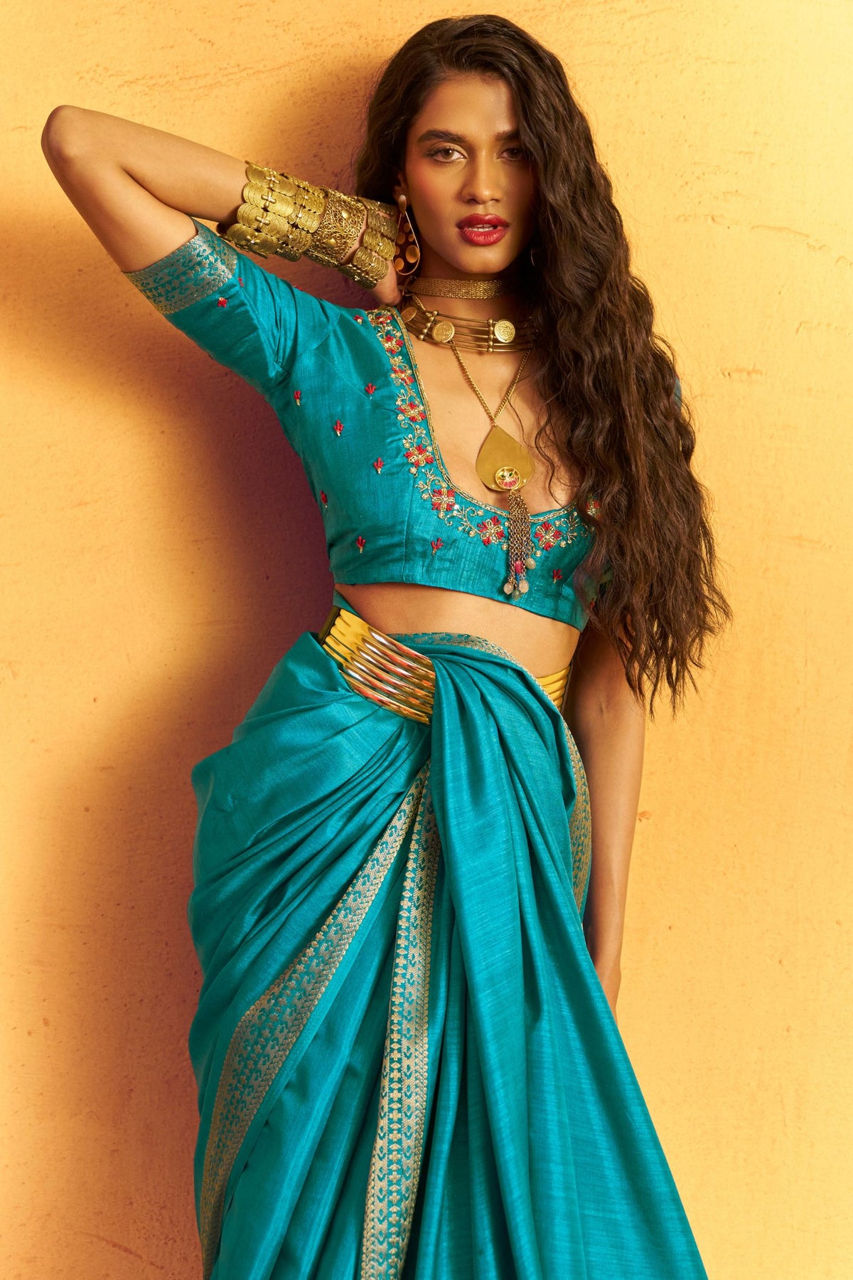 Buy MySilkLove Celtic Blue Tussar Handloom Silk Saree Online