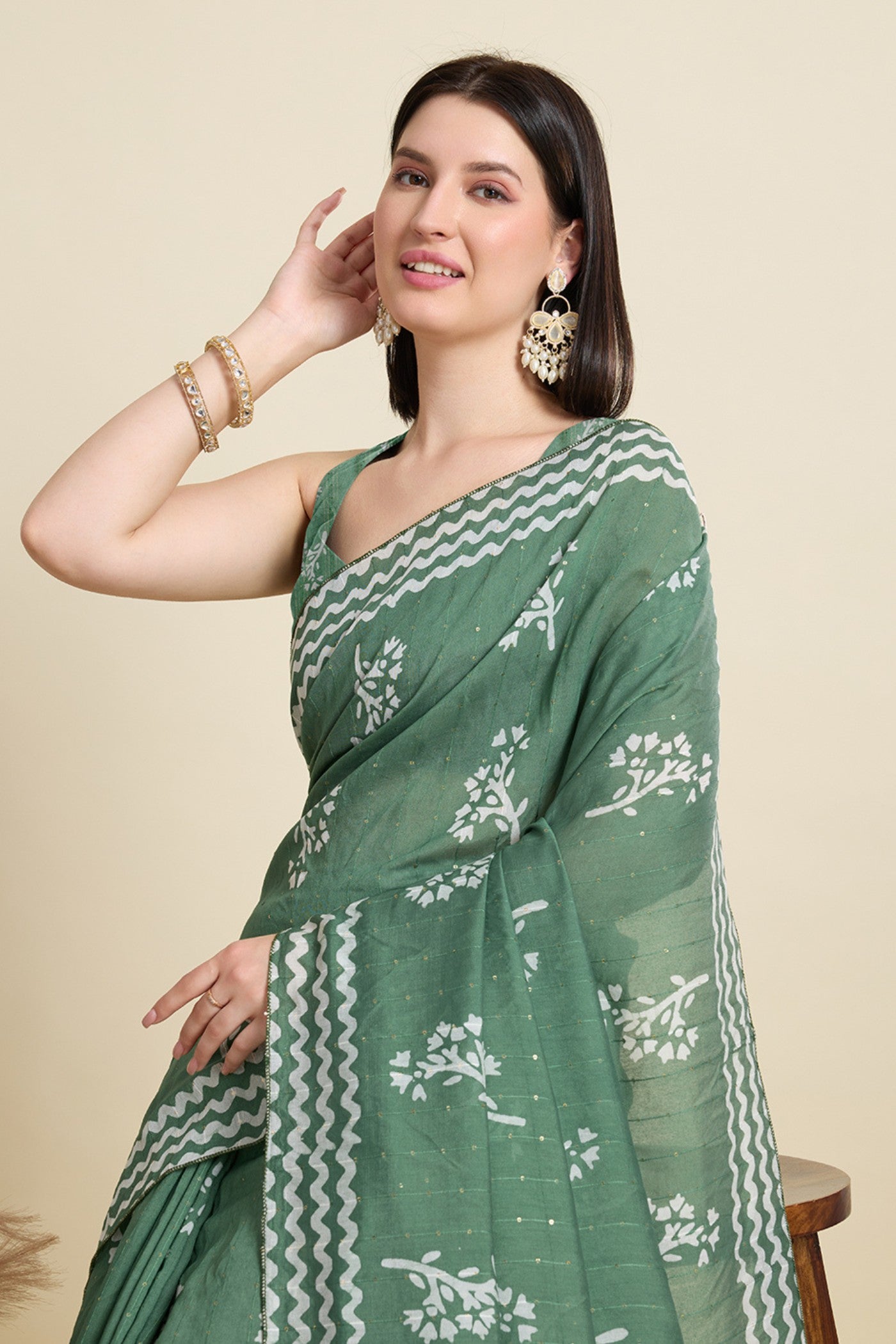 MySilkLove Hunter Green Woven Cotton Silk Saree