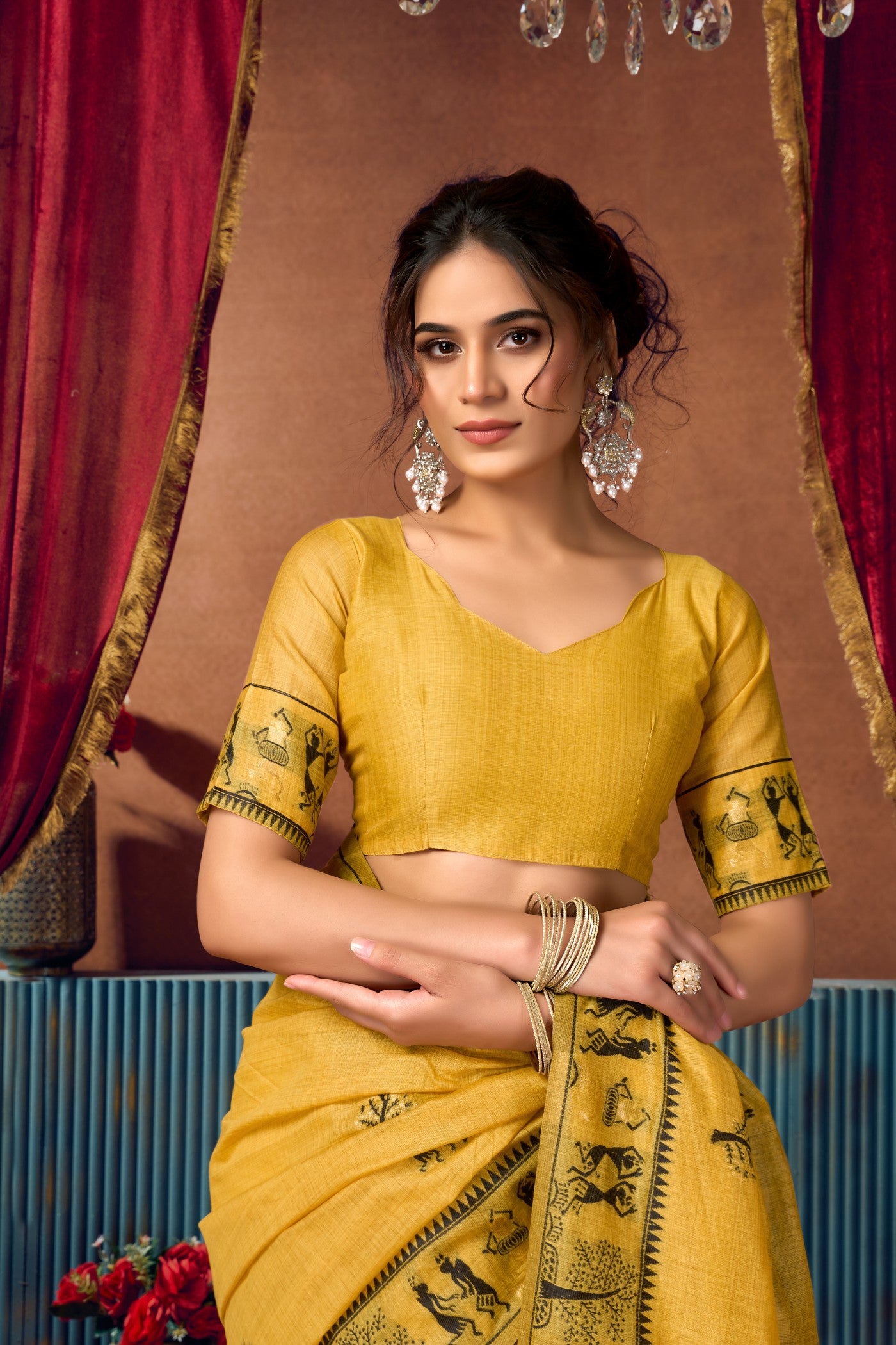 Buy MySilkLove Jonquil Yellow Woven Modal Cotton Saree Online