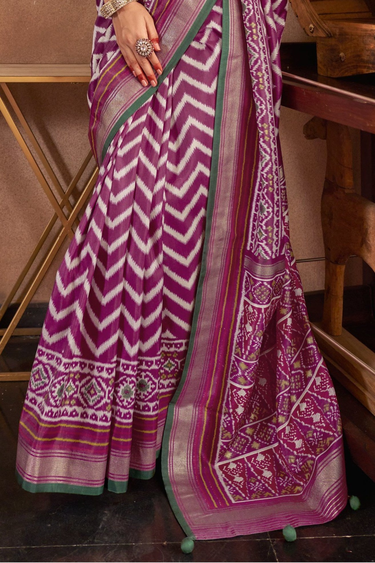 Buy MySilkLove Twilight Purple Printed Patola Saree Online