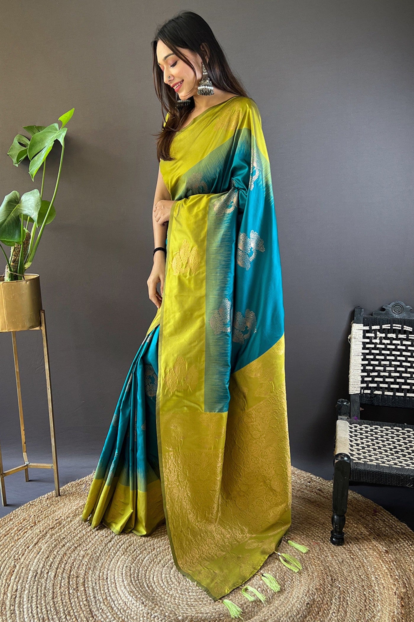 Buy MySilkLove Moonstone Blue Woven Banarasi Saree Online