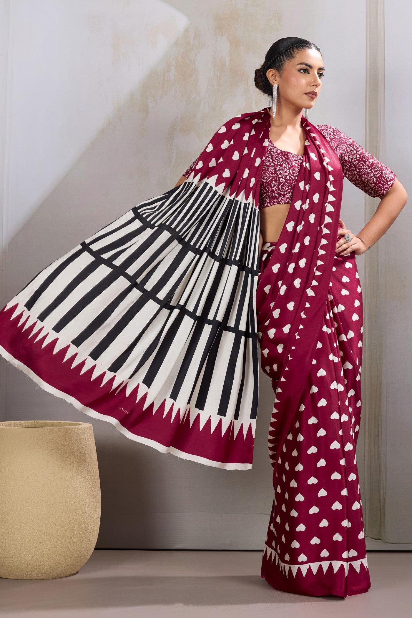 Buy MySilkLove Geranium Red Printed Satin Crepe Silk Saree Online