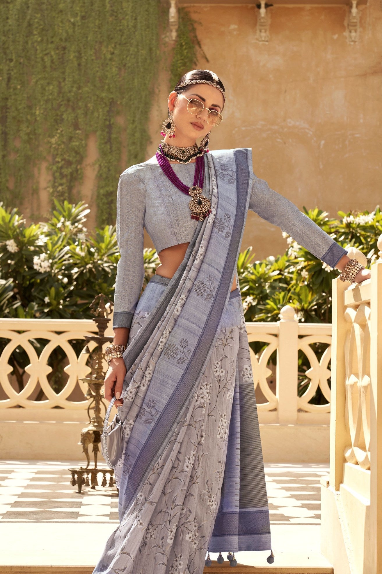 Buy MySilkLove Fog Grey Banarasi Handloom Saree Online