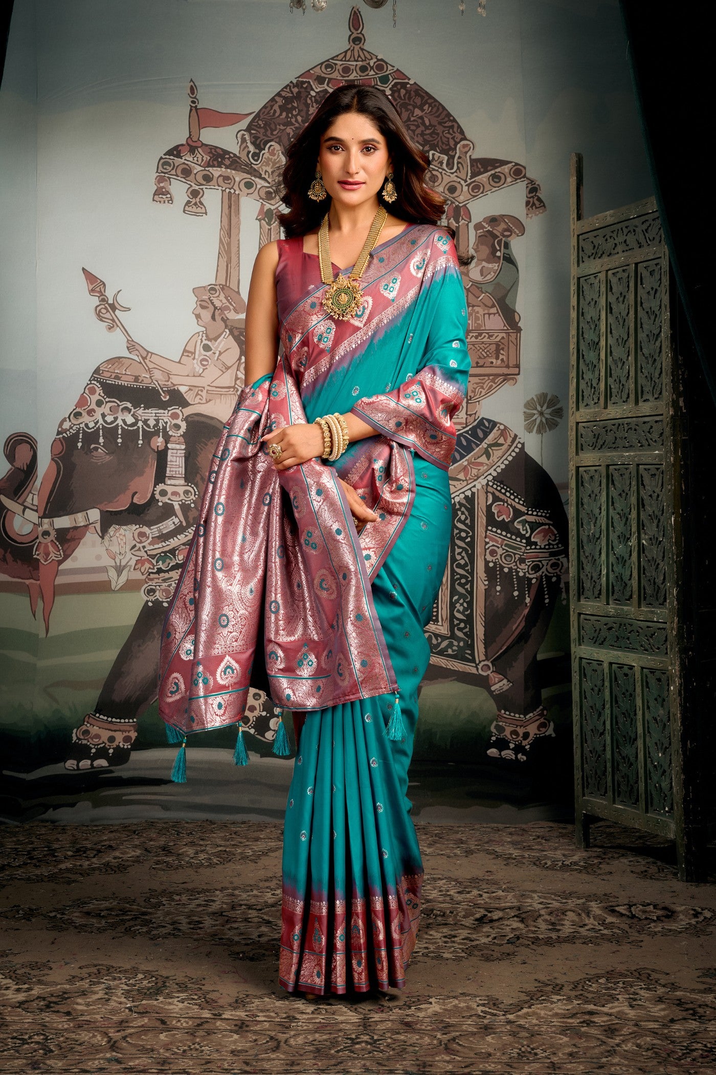 Buy MySilkLove Wild Blue Banarasi Soft Silk Saree Online