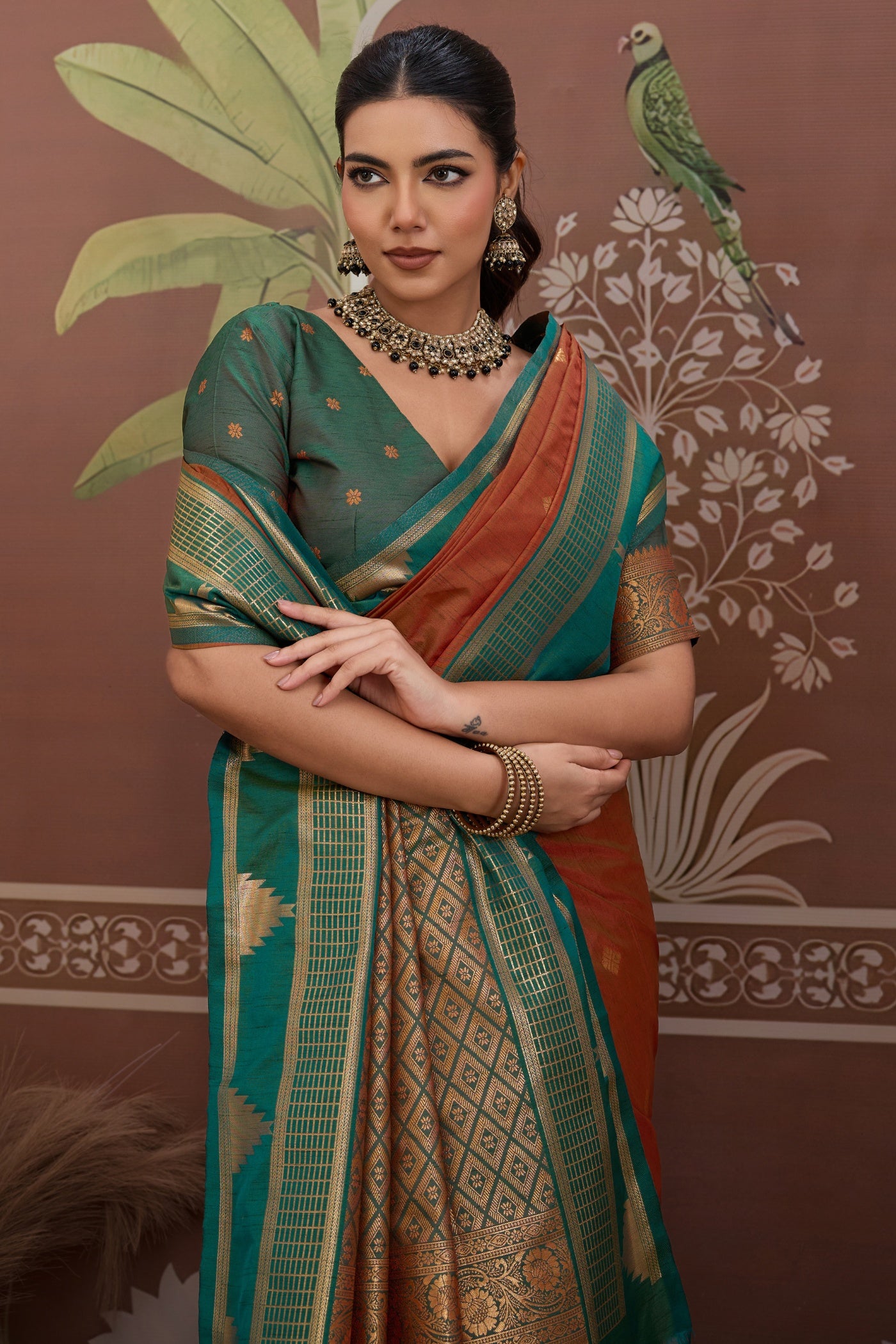 MySilkLove Mahogany Brown Handloom Tussar Silk Saree