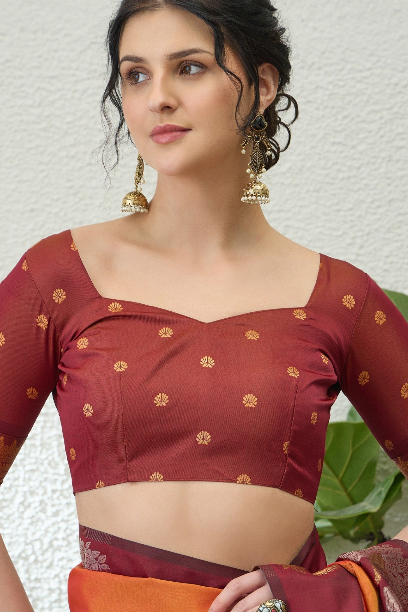 Buy MySilkLove Melon Orange Banarasi Handloom Soft Silk Saree Online