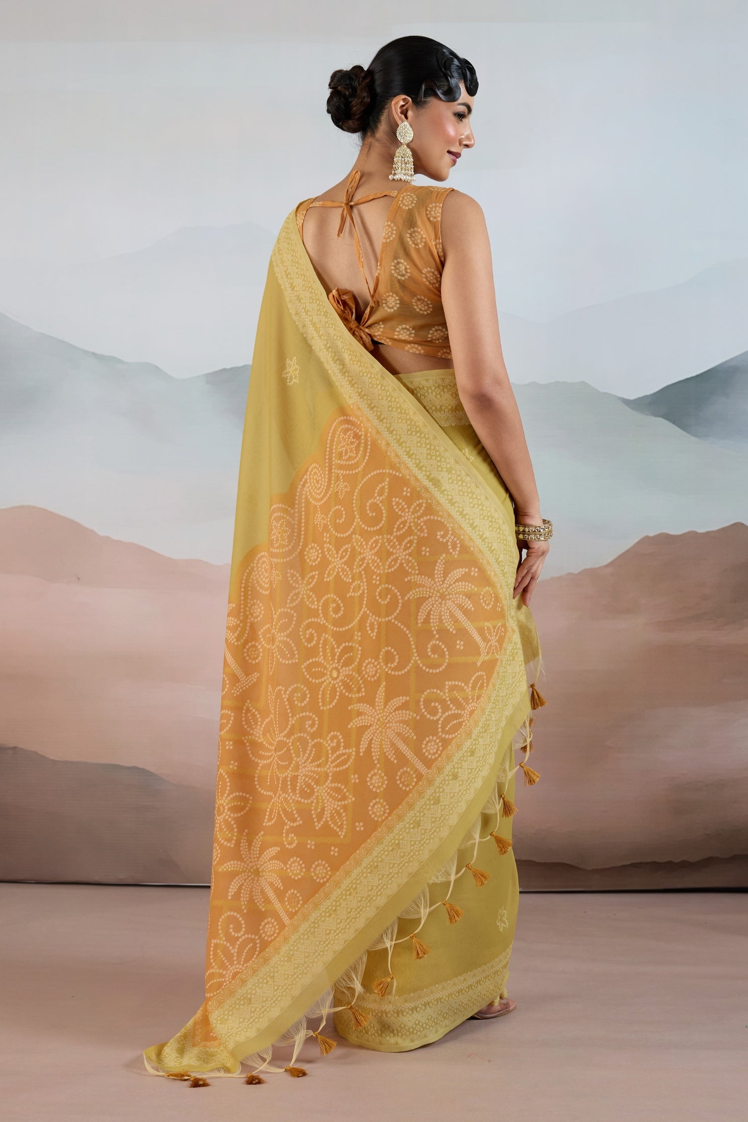 Buy MySilkLove Flax Yellow Handloom Cotton Saree Online