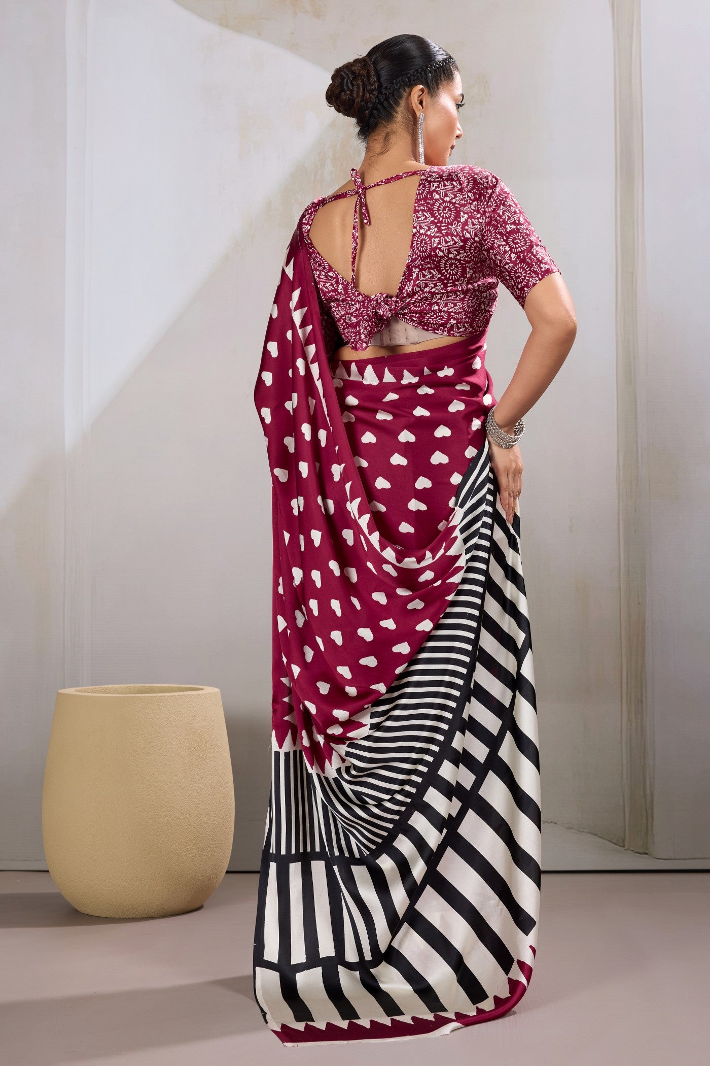 Buy MySilkLove Geranium Red Printed Satin Crepe Silk Saree Online