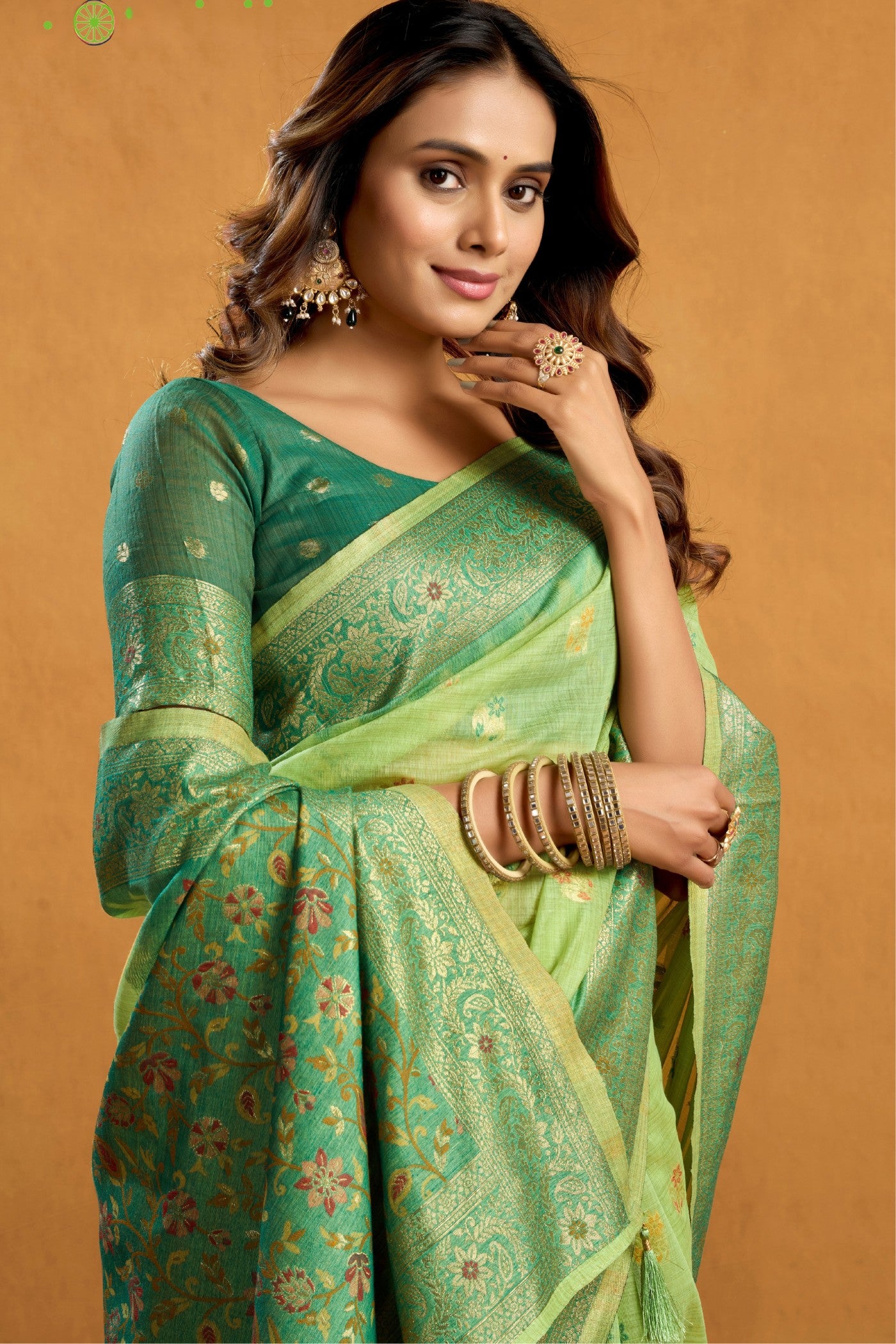 MySilkLove Tealish Green Handloom Cotton Saree