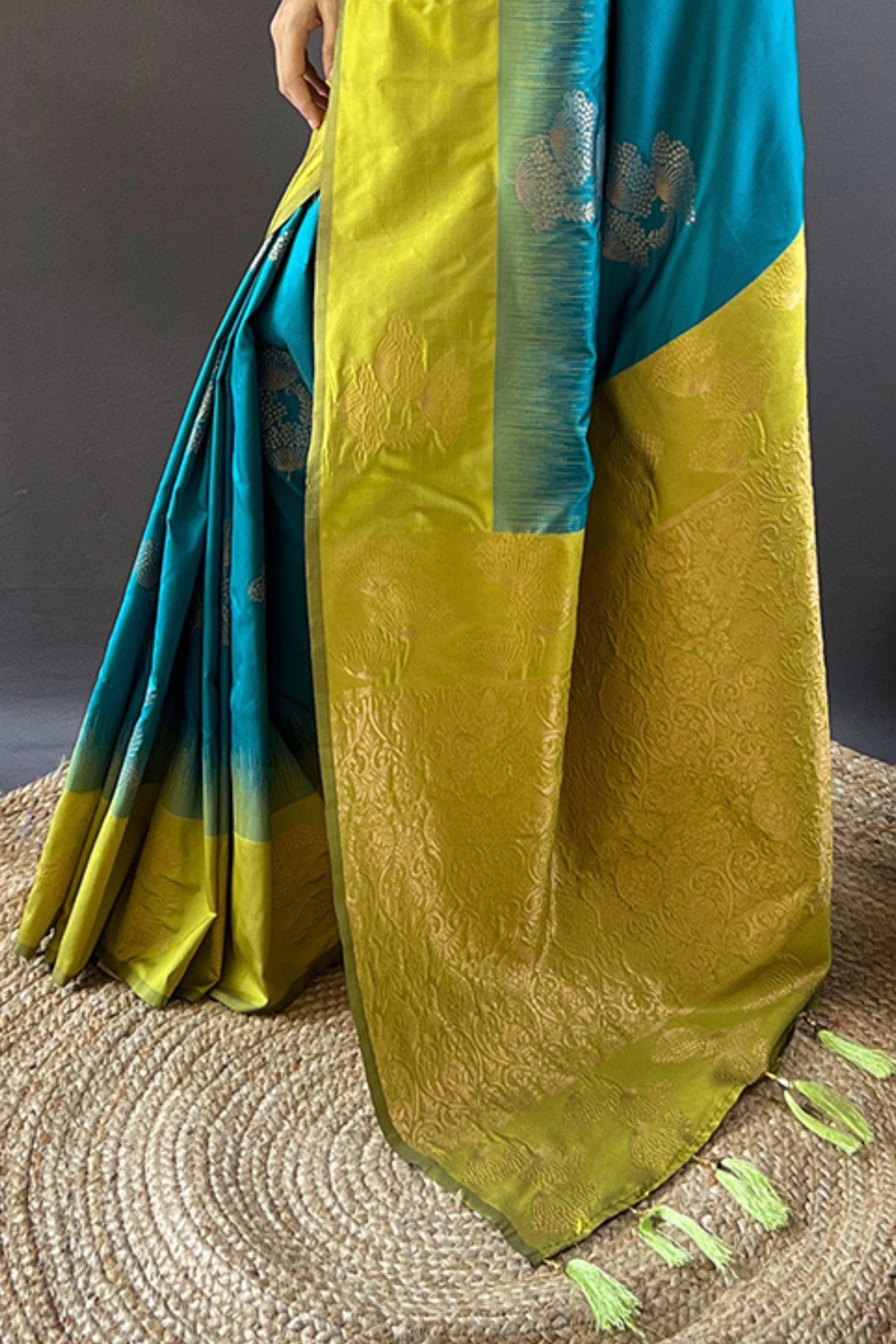 Buy MySilkLove Moonstone Blue Woven Banarasi Saree Online