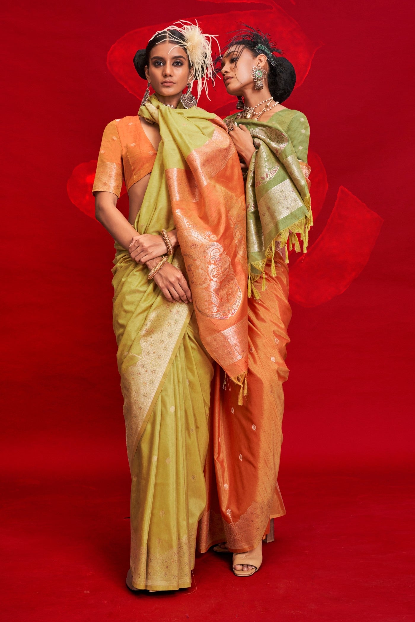 Buy MySilkLove Apricot Orange Tussar Handloom Silk Saree Online