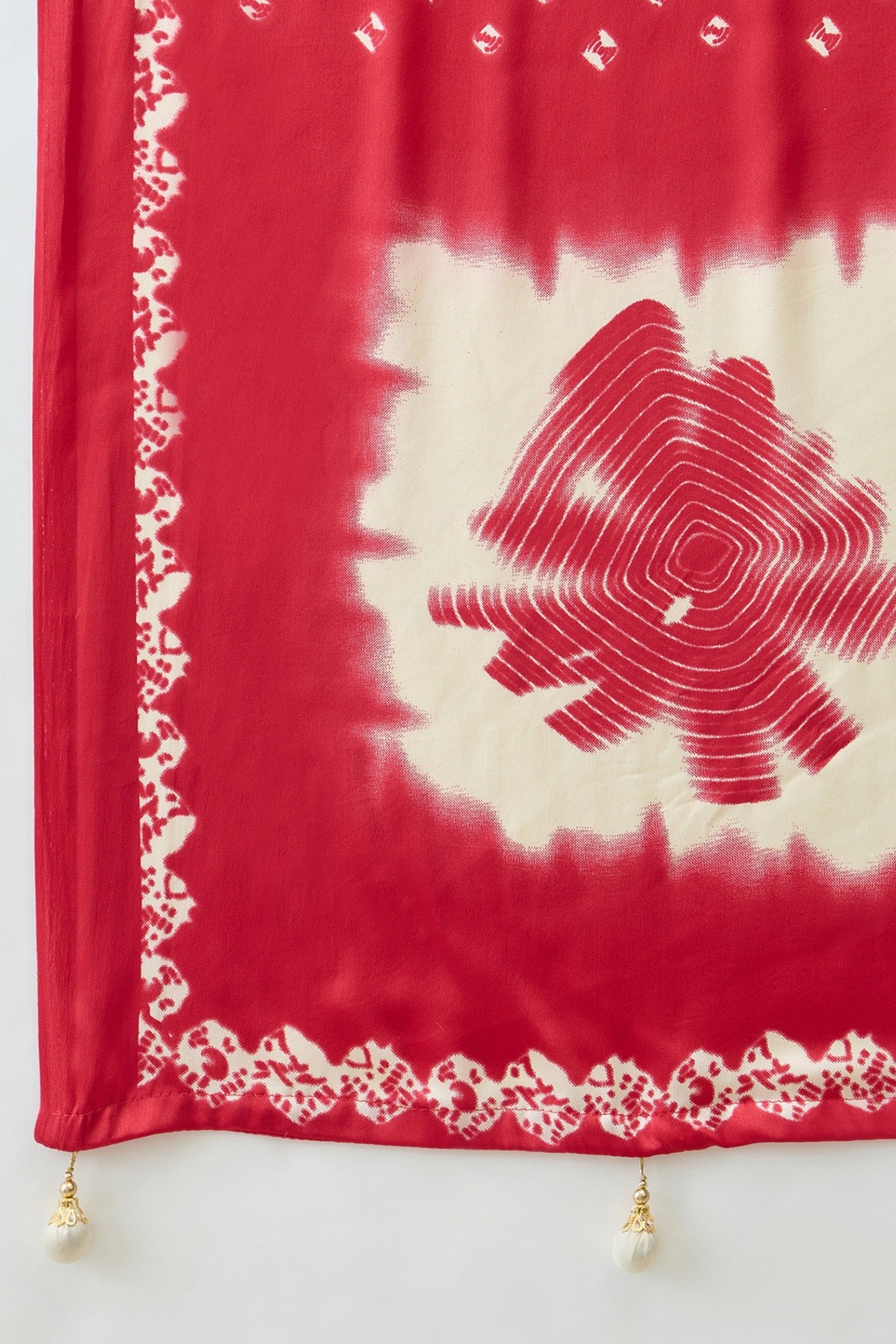 Buy MySilkLove Ivory Cream and Red Printed Satin Crepe Silk Saree Online