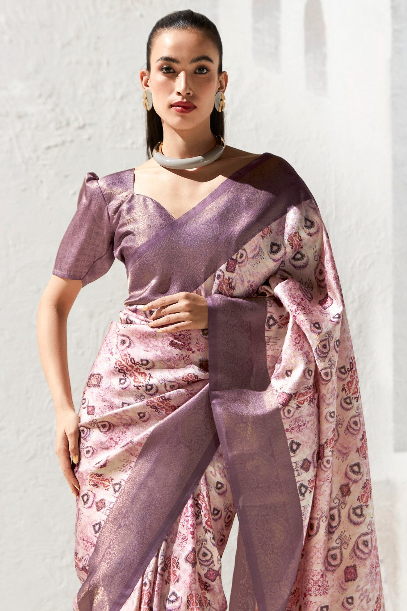 MySilkLove Burnished Purple Banarasi Digital Printed Saree