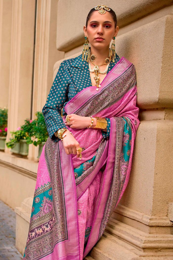 Buy MySilkLove Deep Blush Pink Printed Patola Saree Online