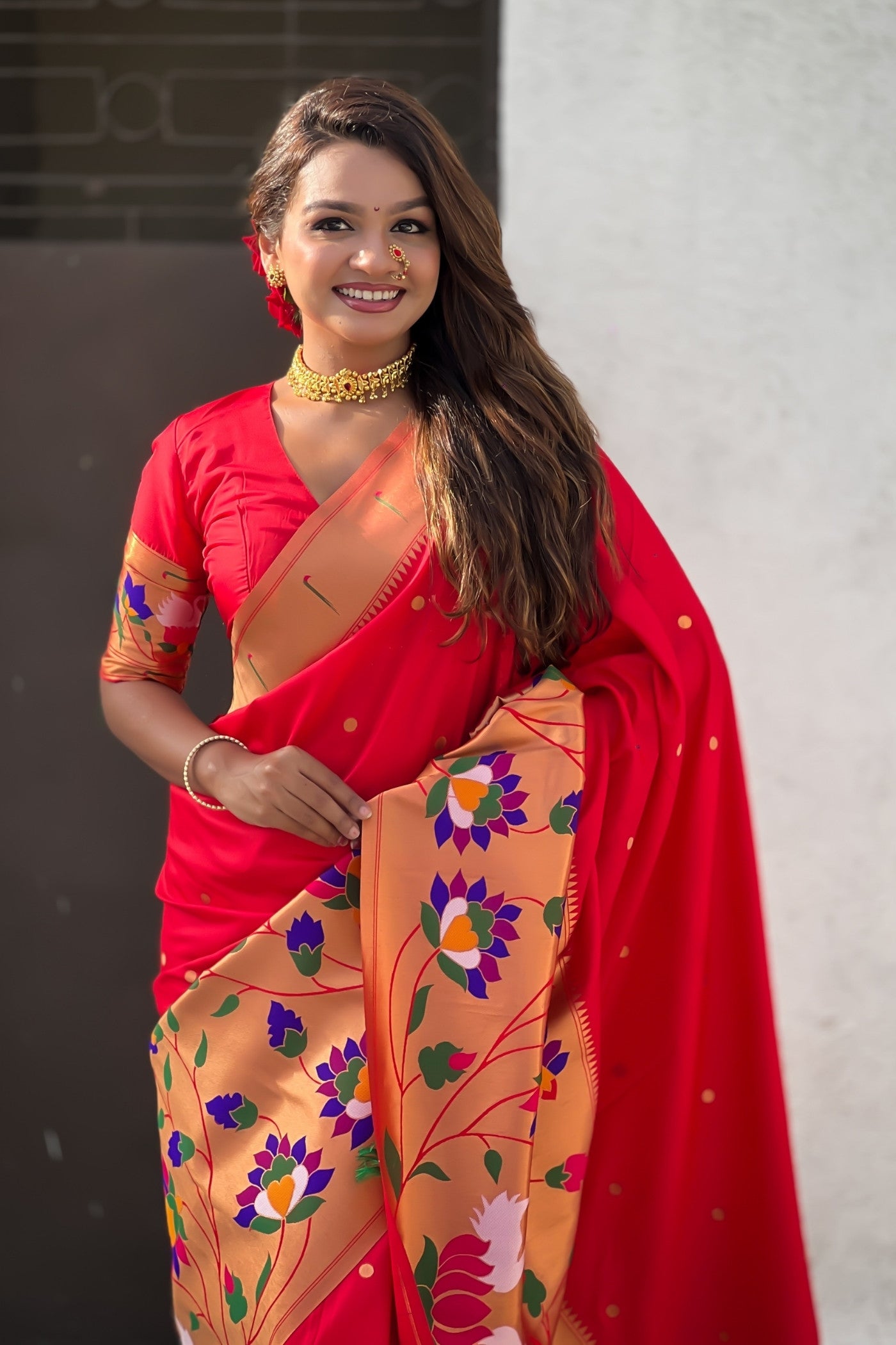 MySilkLove Rufous Red Woven Paithani Saree
