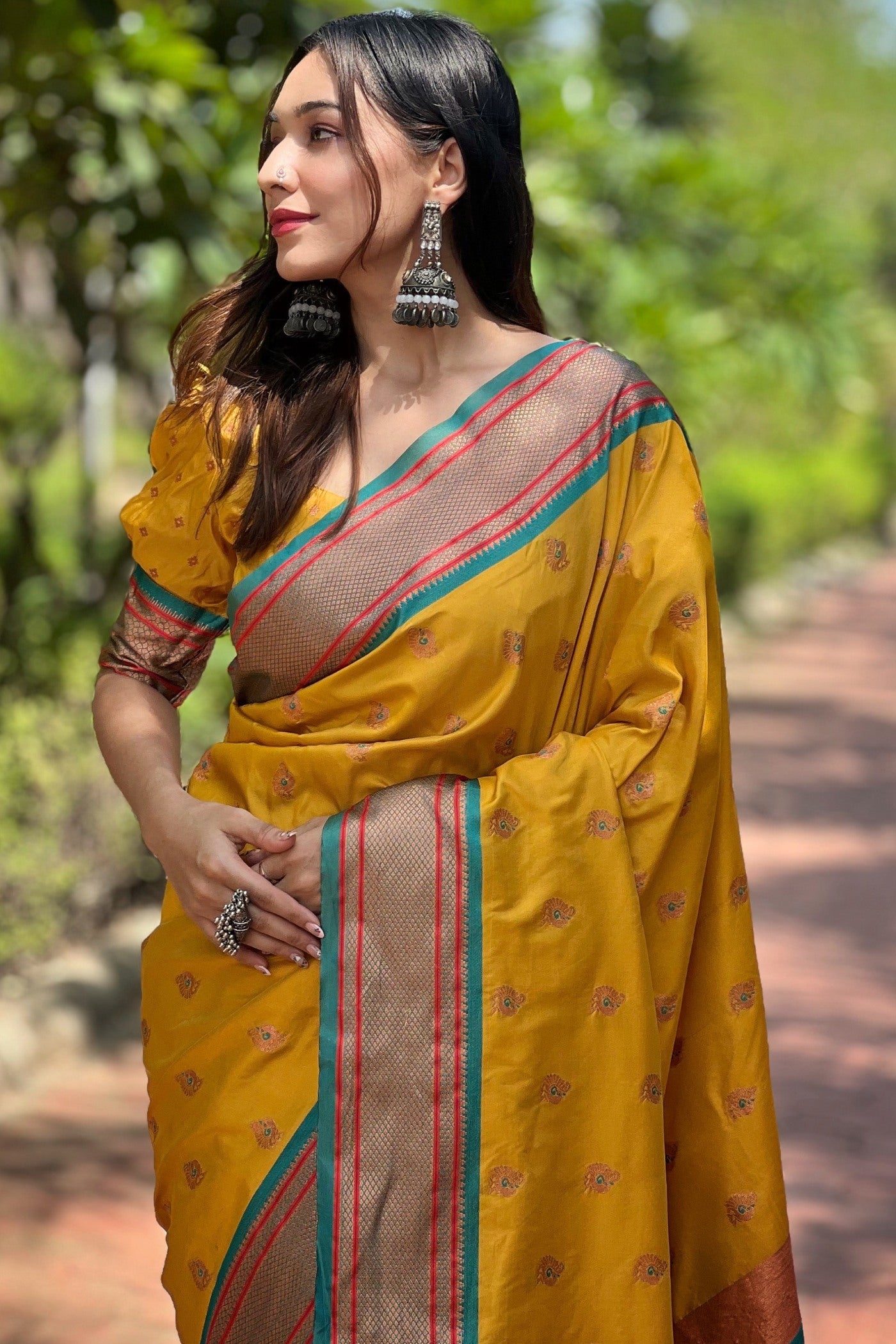 MySilkLove Pizza Yellow Woven Paithani Saree