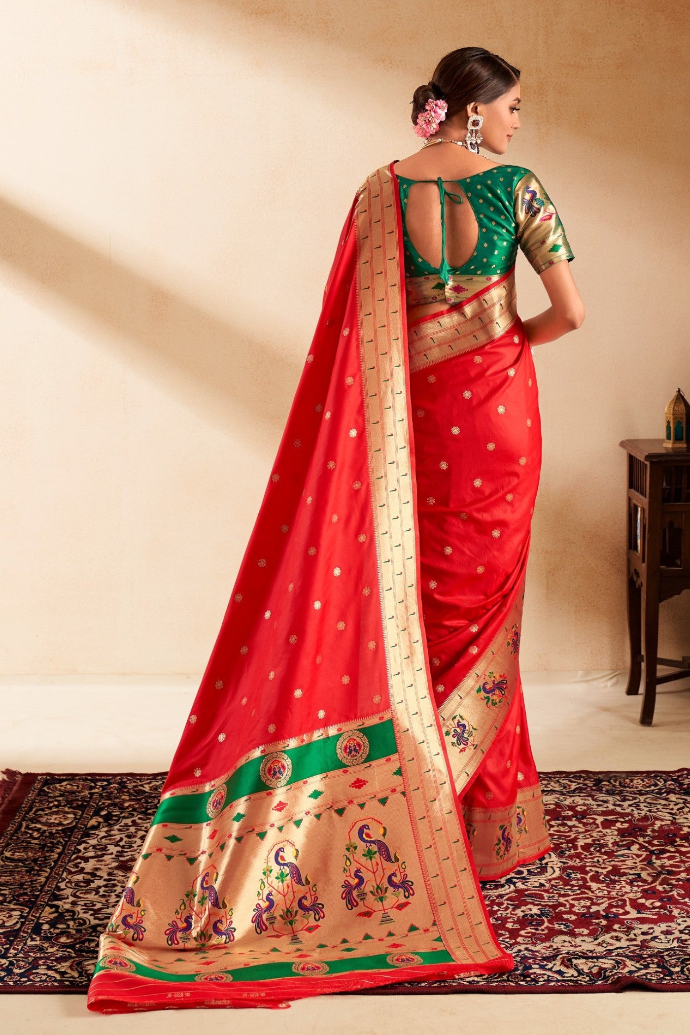 Buy MySilkLove Cornell Red Woven Paithani Saree Online