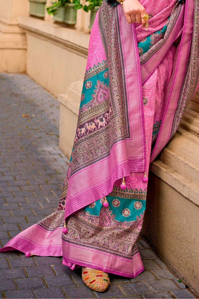 Buy MySilkLove Deep Blush Pink Printed Patola Saree Online