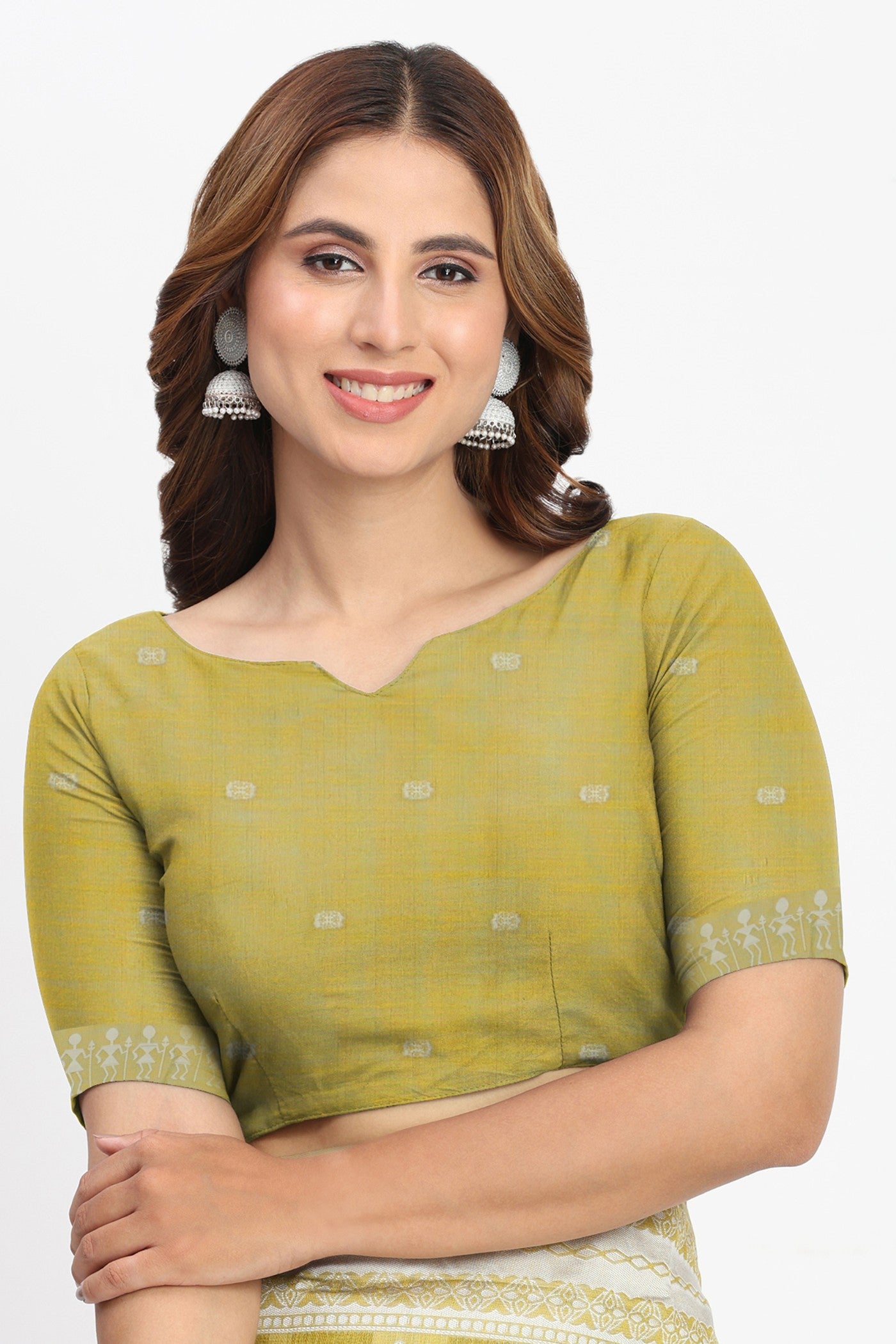 Buy MySilkLove Green Lizard Woven Linen Cotton Saree Online