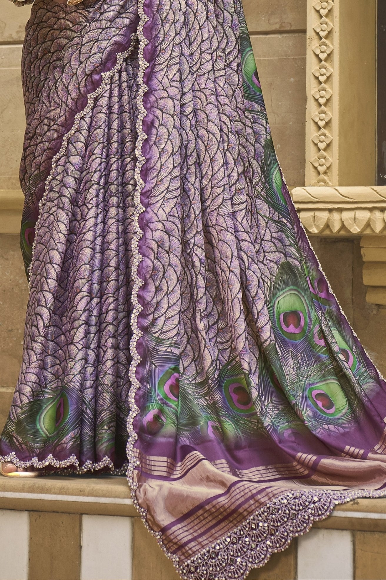 Buy MySilkLove Falcon Purple Banarasi Designer Saree Online