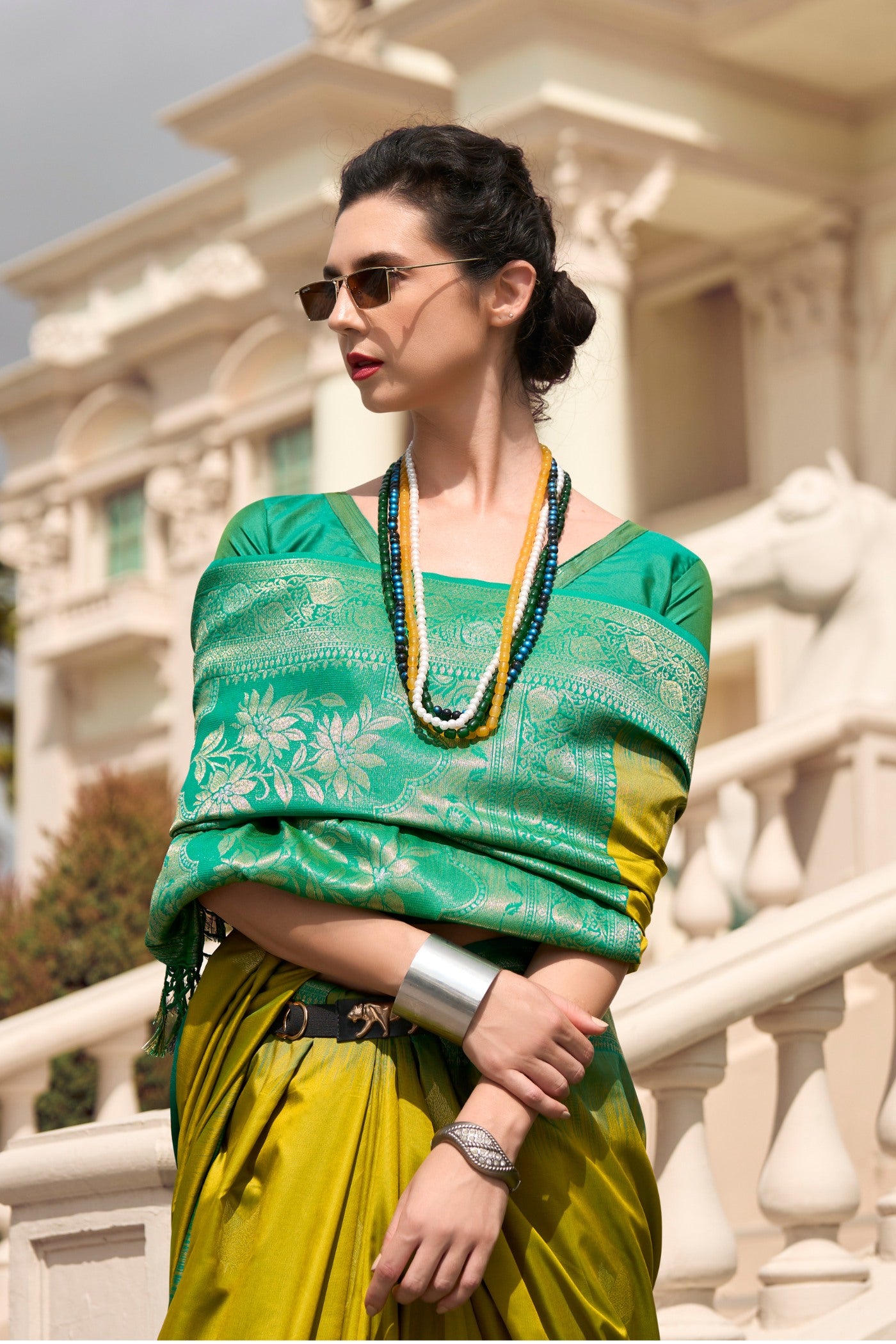 Buy MySilkLove Anzac Yellow Woven Banarasi Soft Silk Saree Online