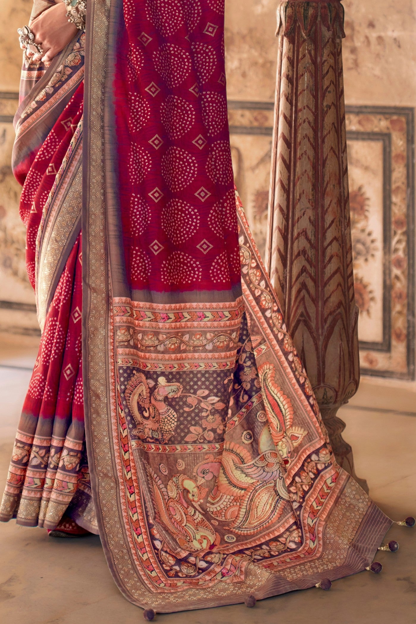 Buy MySilkLove Ruby Pink Printed Patola Saree Online