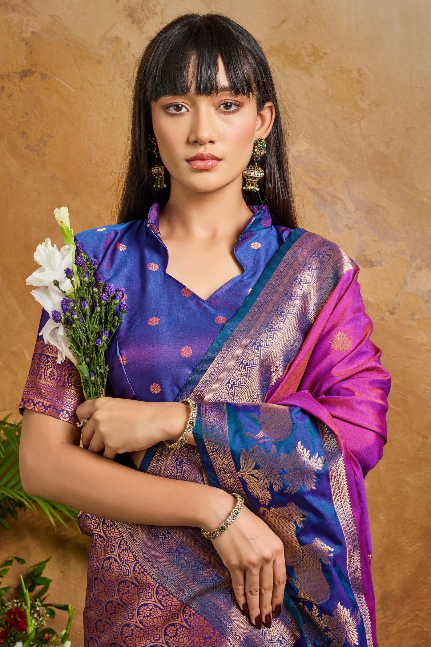 MySilkLove Amethyst Purple Banarasi Handloom Pichwai Saree