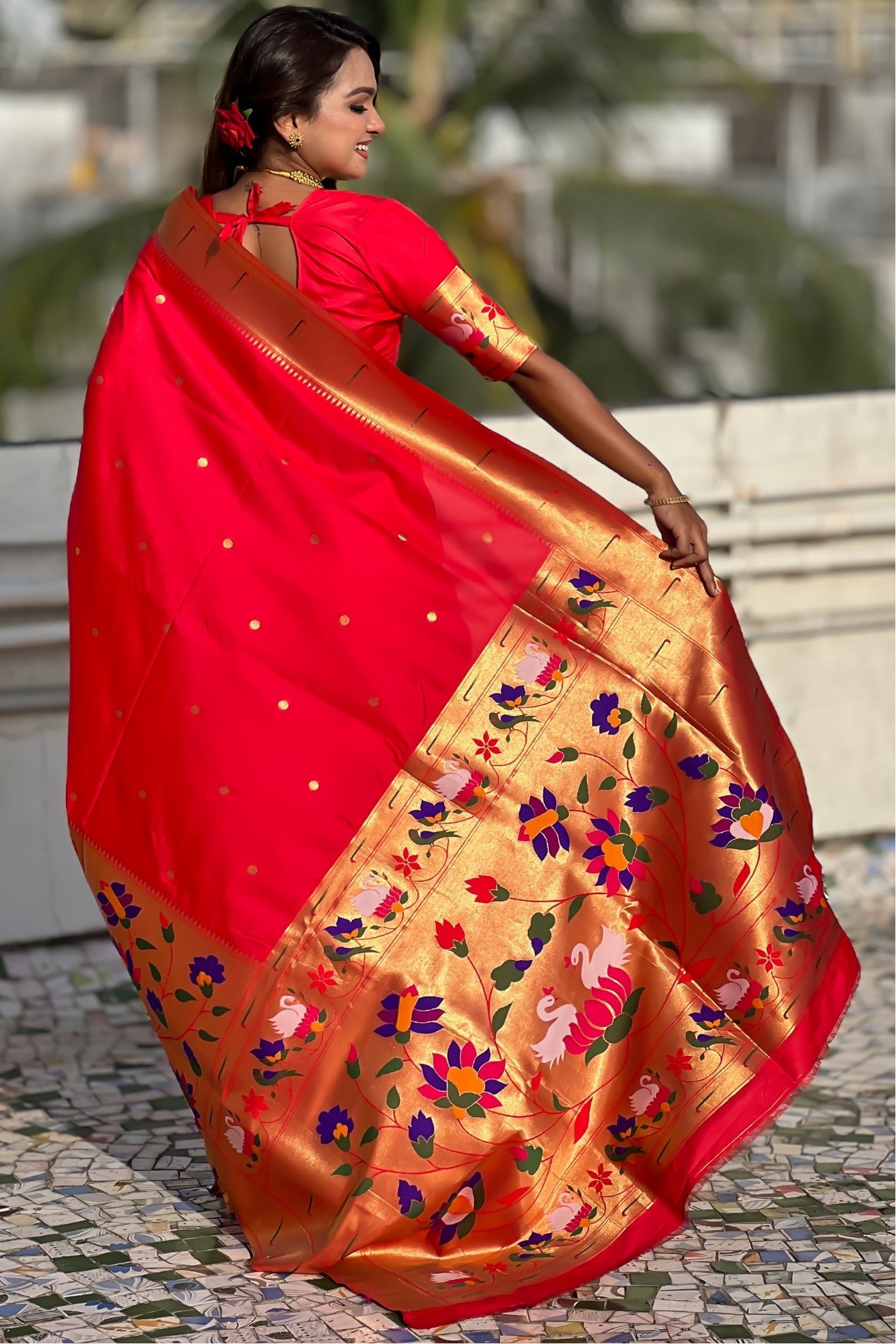 Buy MySilkLove Rufous Red Woven Paithani Saree Online