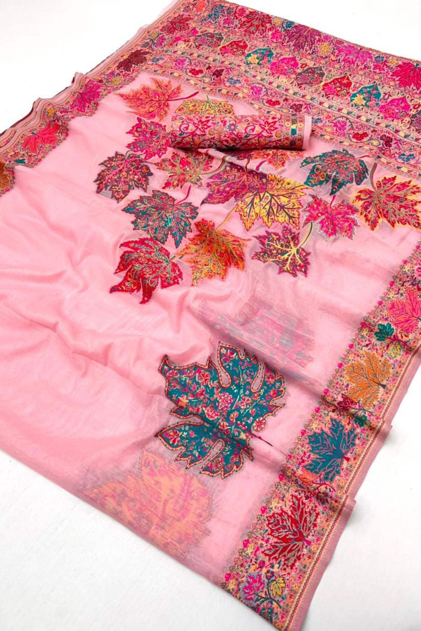 Buy MySilkLove Oyster White Kashmiri Handloom Jamewar Saree Online