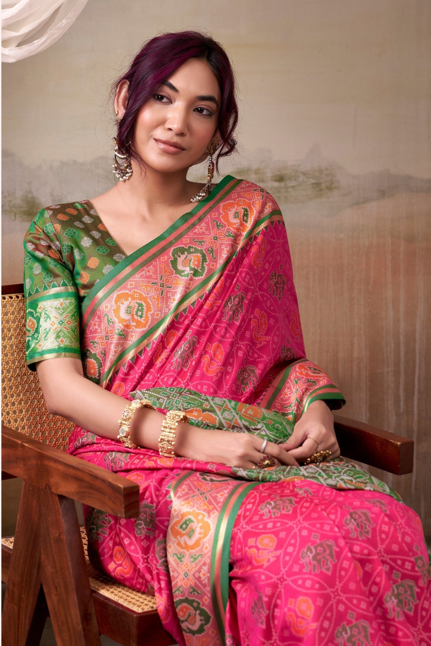 MySilkLove European Pink Woven Patola Silk Saree