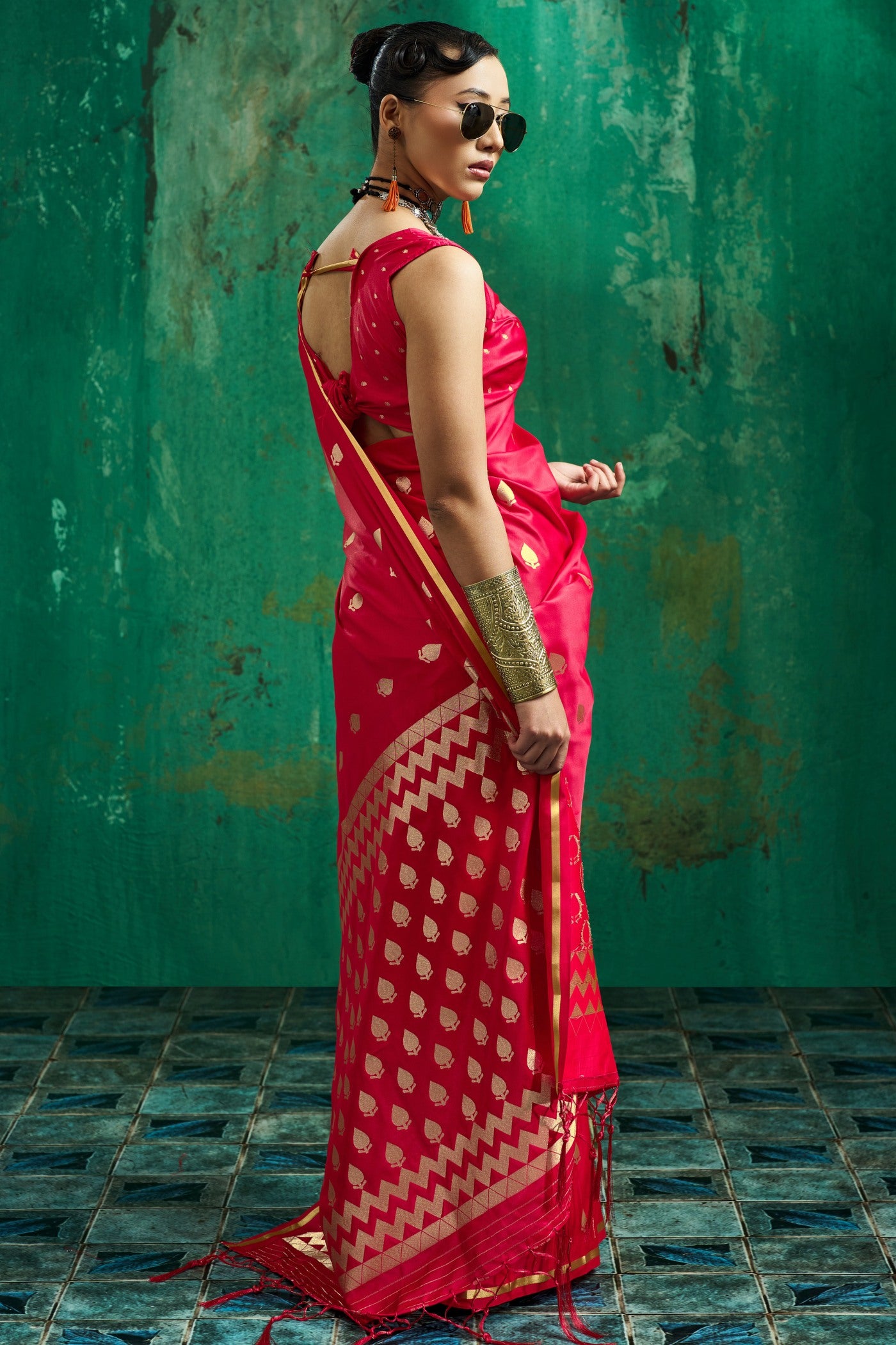 Buy MySilkLove Wine Red Handloom Satin Silk Saree Online