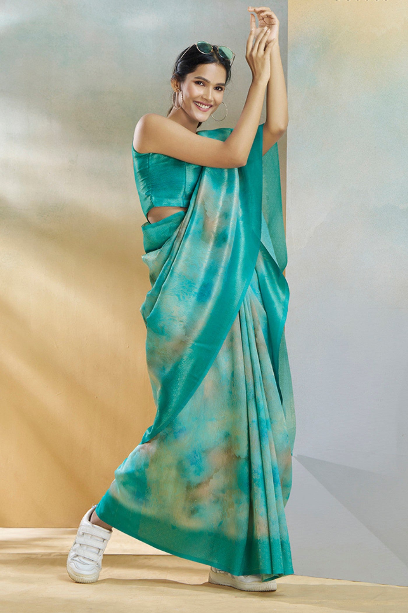 Buy MySilkLove Topaz Blue Banarasi Handloom Saree Online