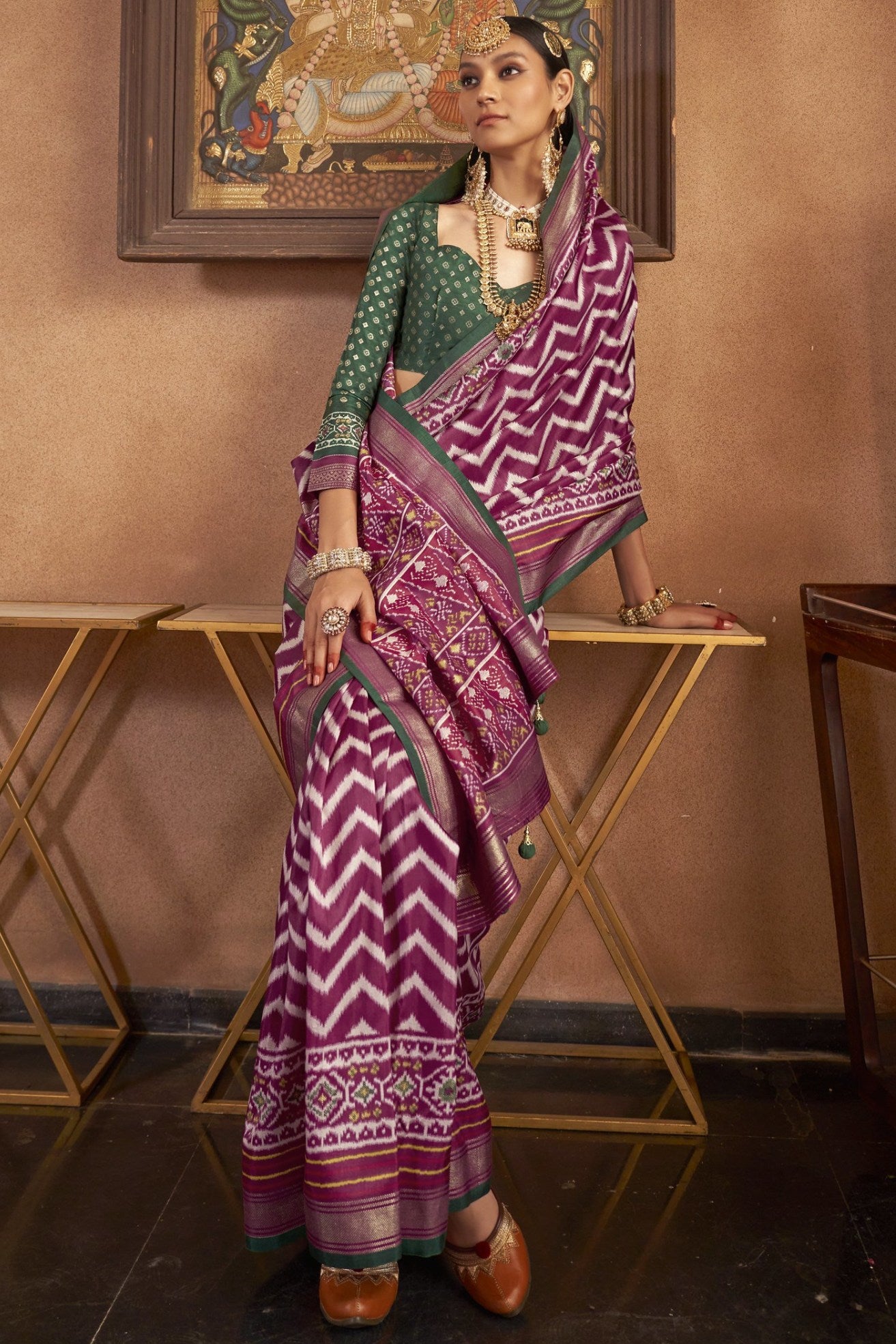 Buy MySilkLove Twilight Purple Printed Patola Saree Online