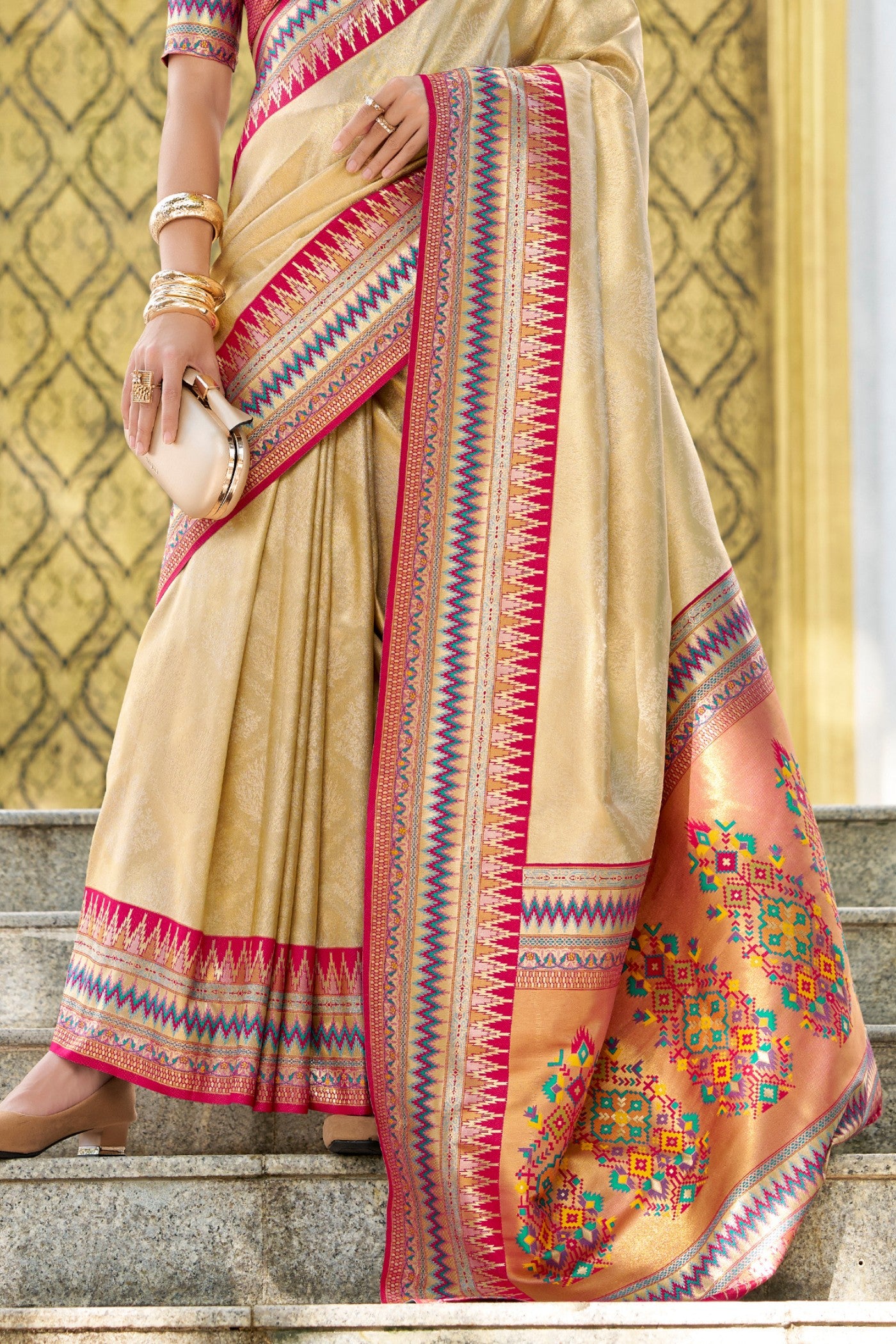 Buy MySilkLove Fawn Cream Tissue Handloom Saree Online