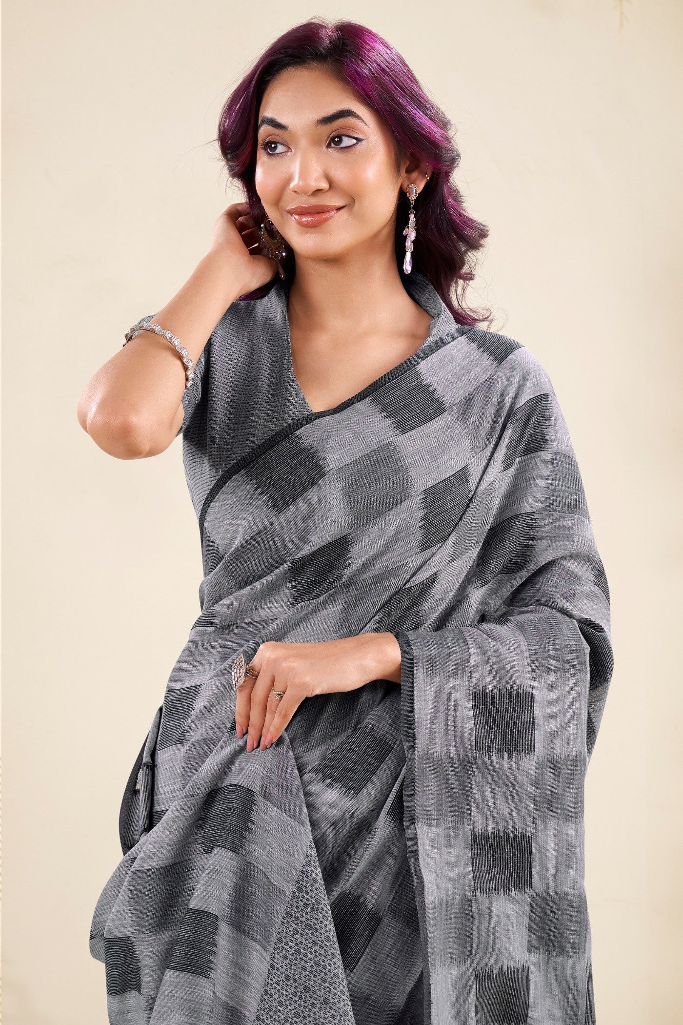 MySilkLove Dust Grey Woven Linen Saree